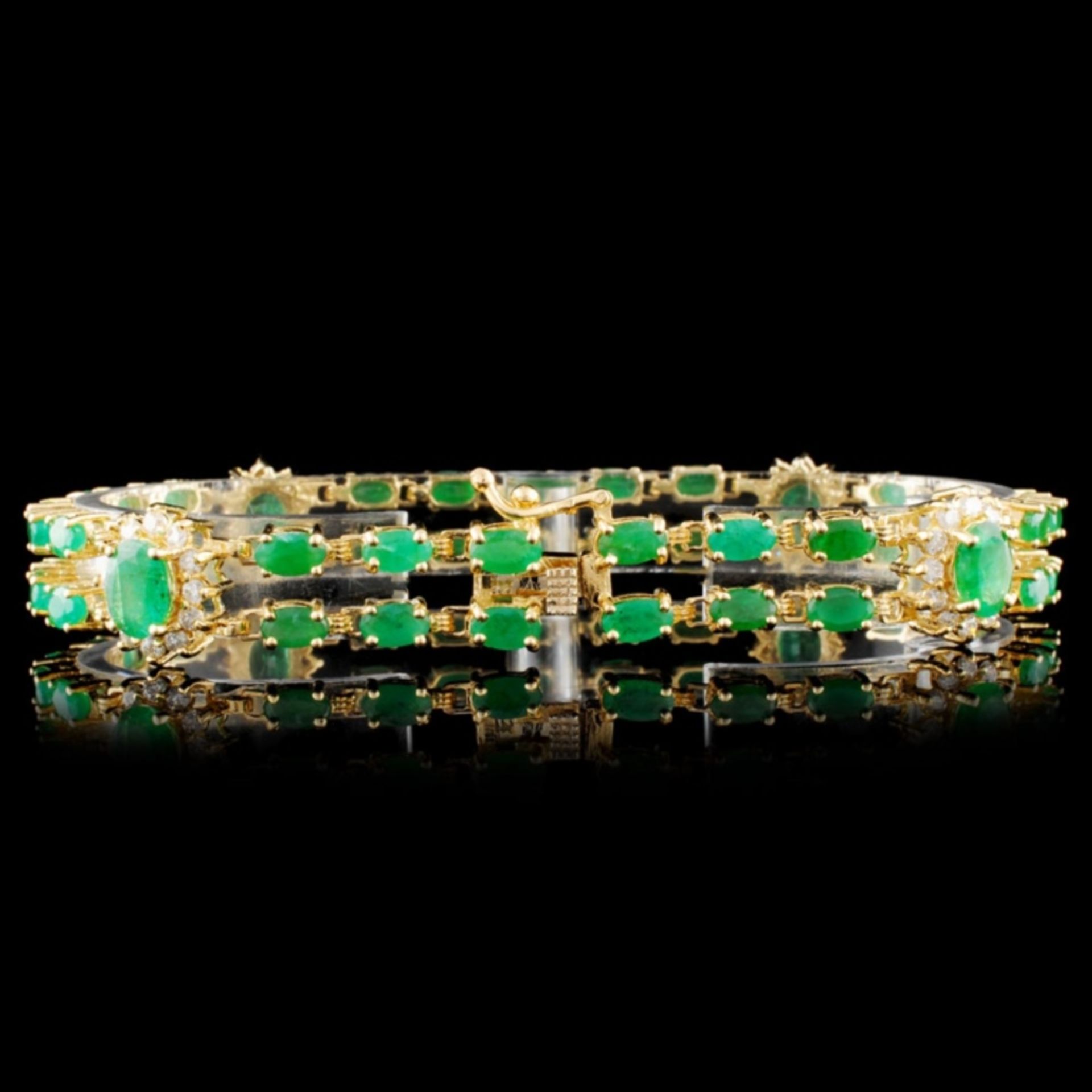 14K Gold 12.00ctw Emerald & 1.50ctw Diamond Bracel - Image 2 of 4