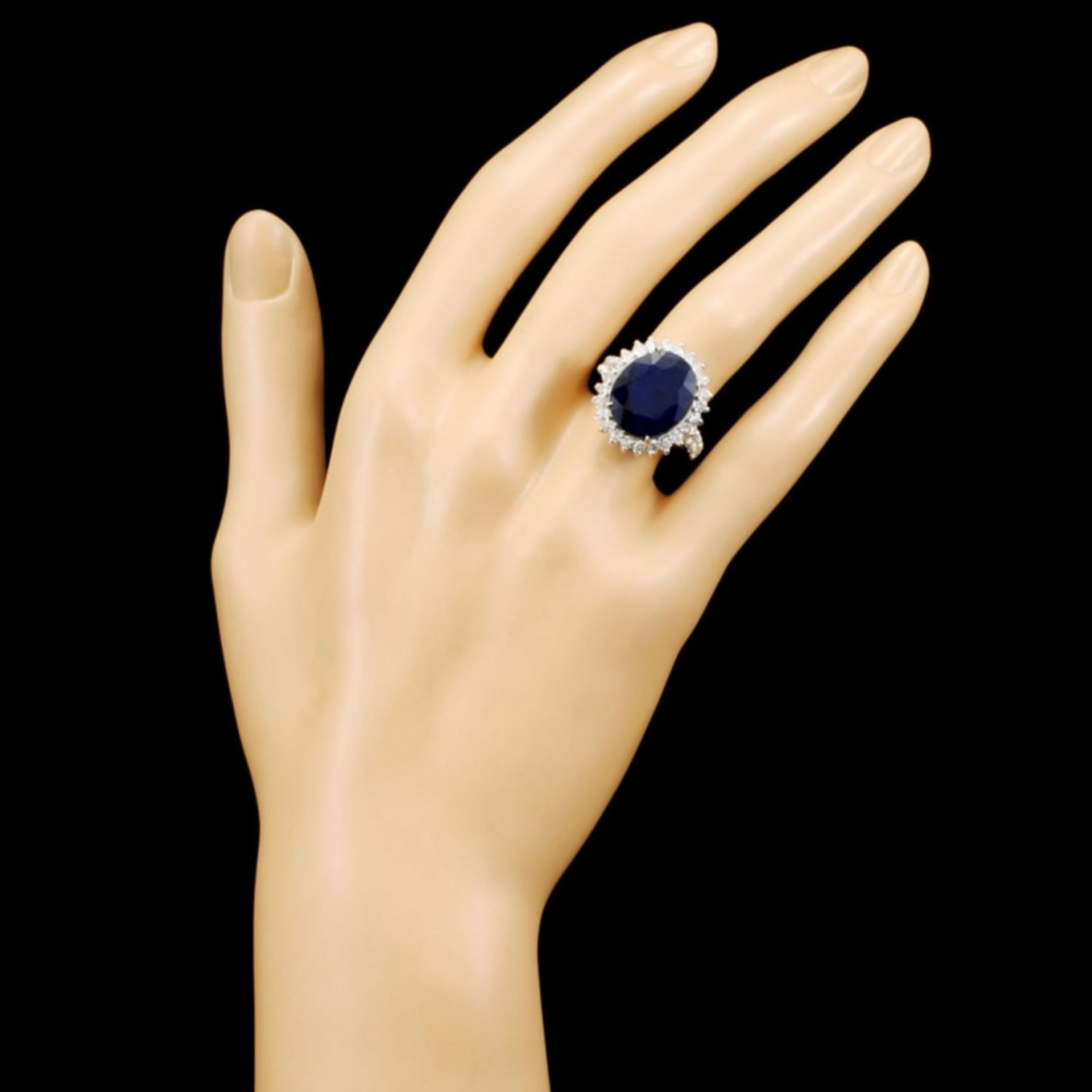 14K Gold 11.90ct Sapphire & 1.24ctw Diamond Ring - Image 4 of 5