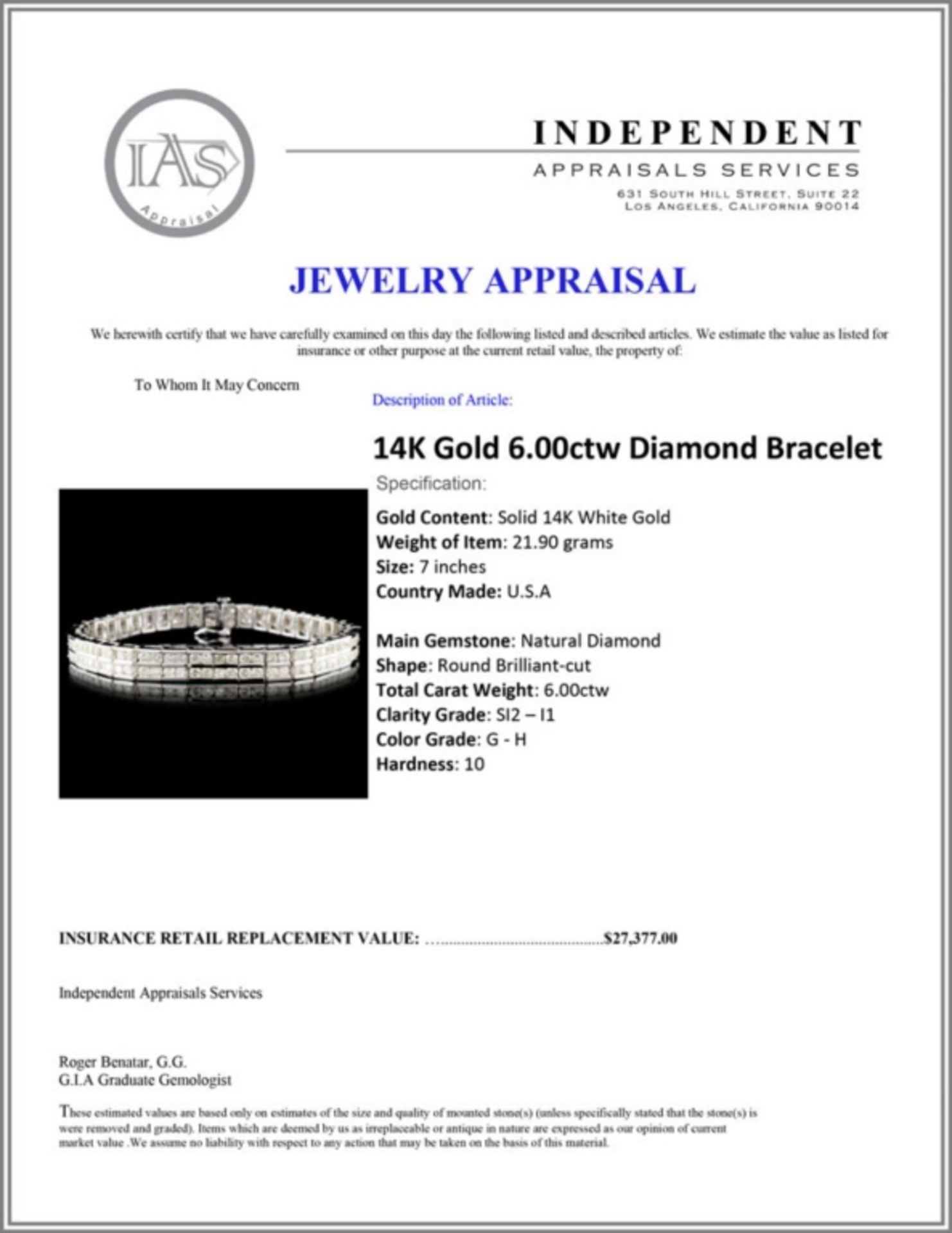 14K Gold 6.00ctw Diamond Bracelet - Image 4 of 4