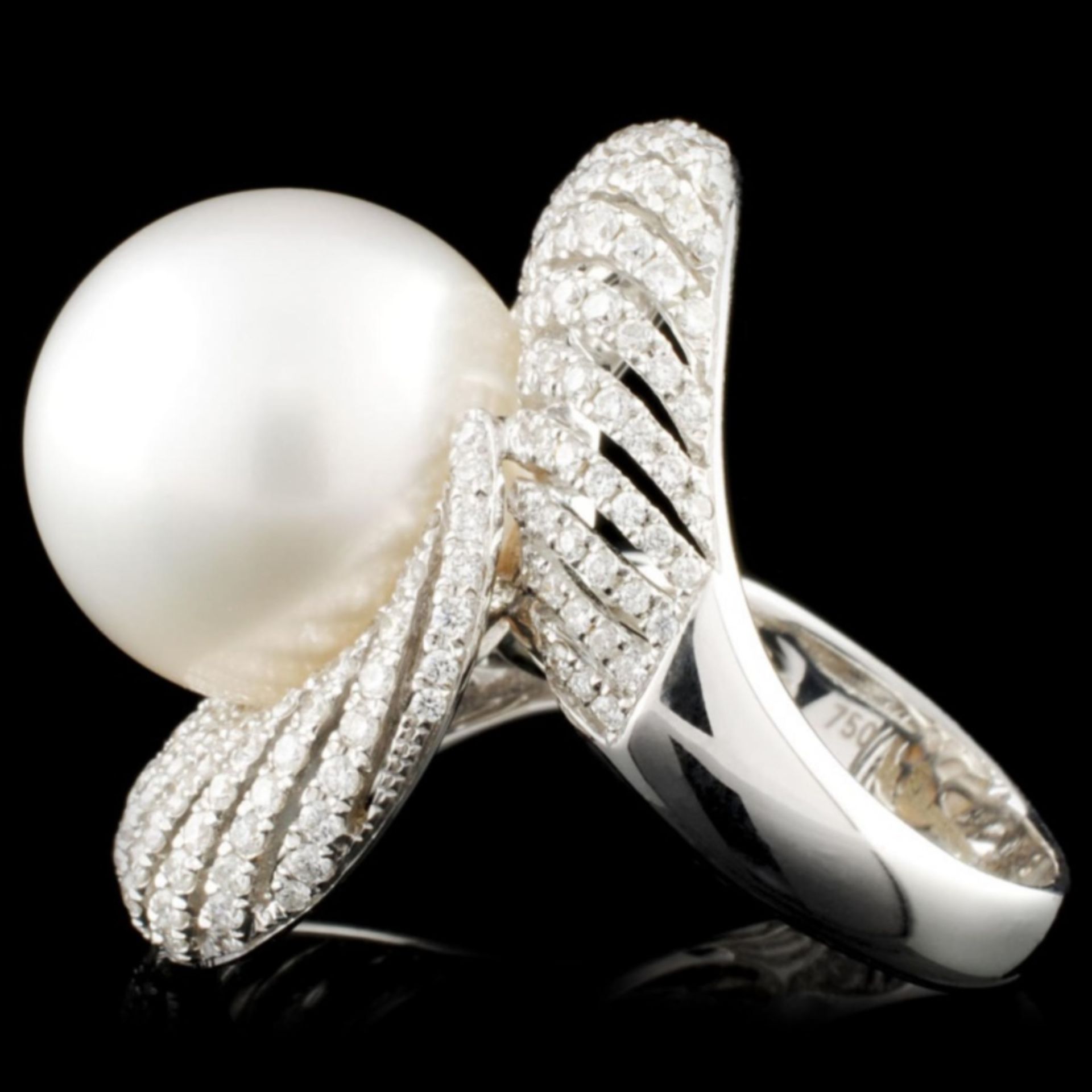 18K Gold 15mm Pearl & 1.41ctw Diamond Ring - Image 3 of 4