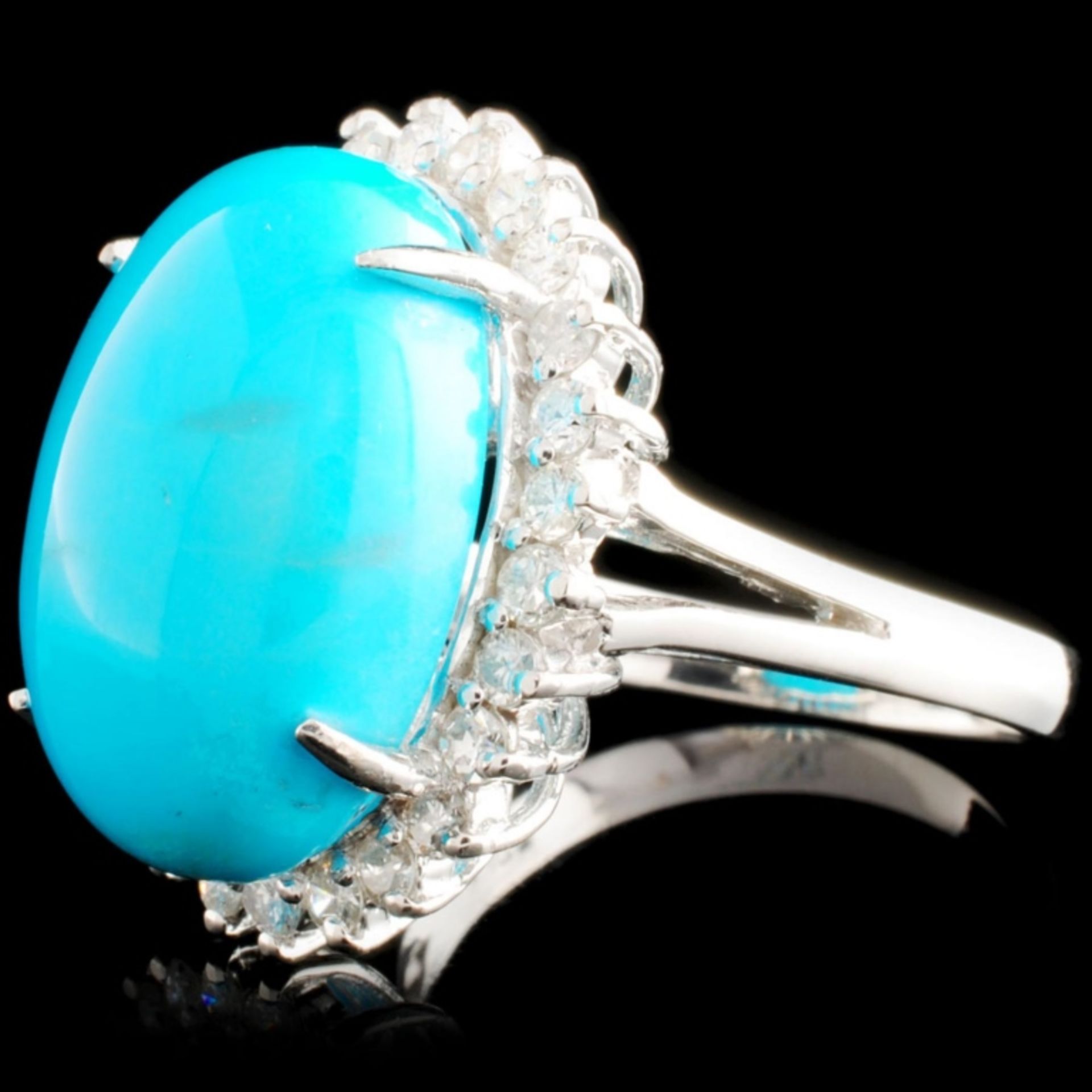 14K Gold 12.00ct Turquoise & 0.69ctw Diamond Ring - Image 2 of 5