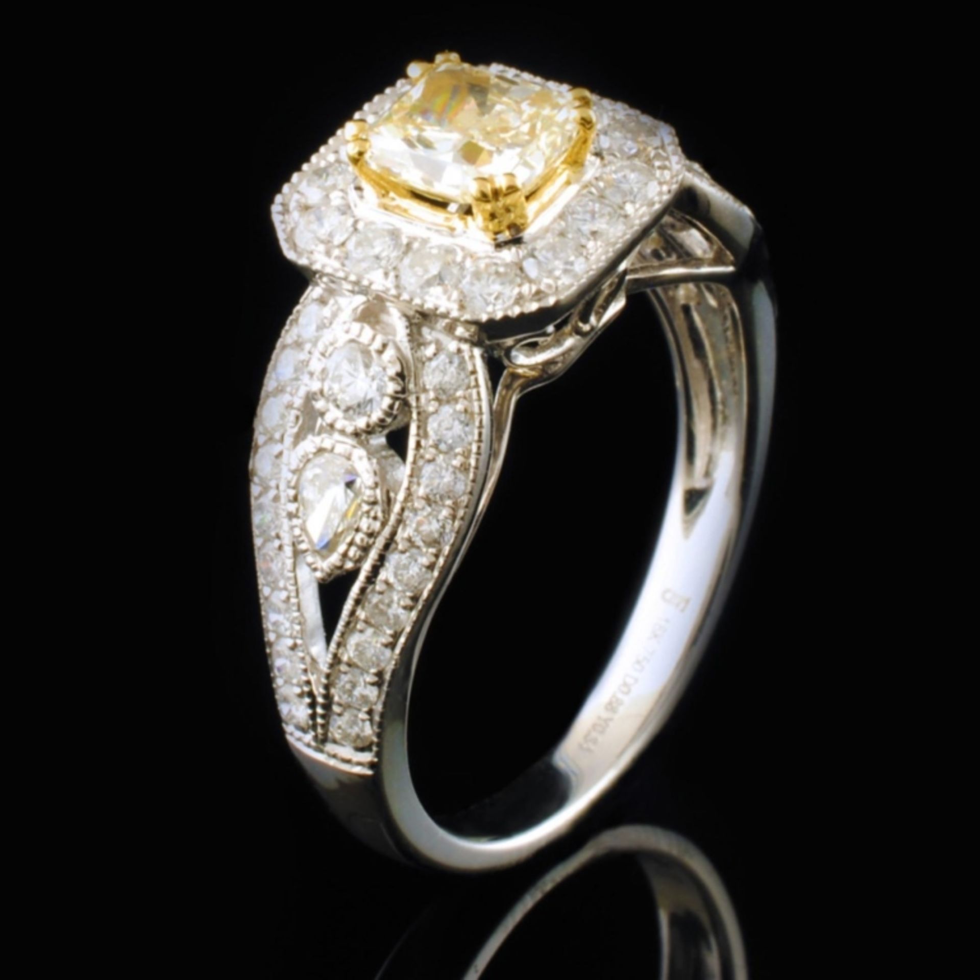 18K White Gold 1.52ctW Fancy Yellow Diamond Ring - Image 3 of 4