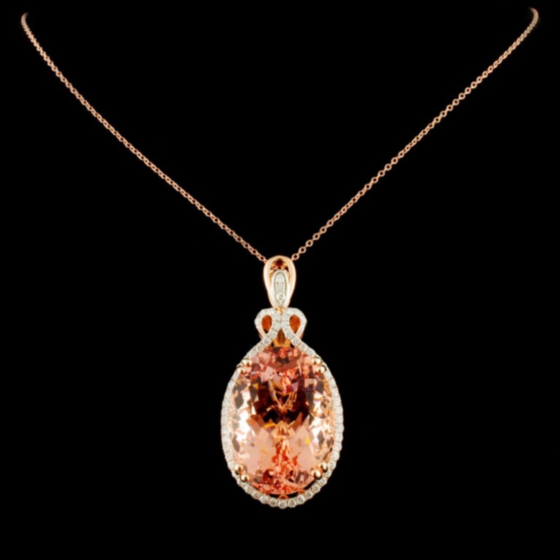 14K Gold 38.30ct Morganite & 0.80ctw Diamond Penda - Image 2 of 3