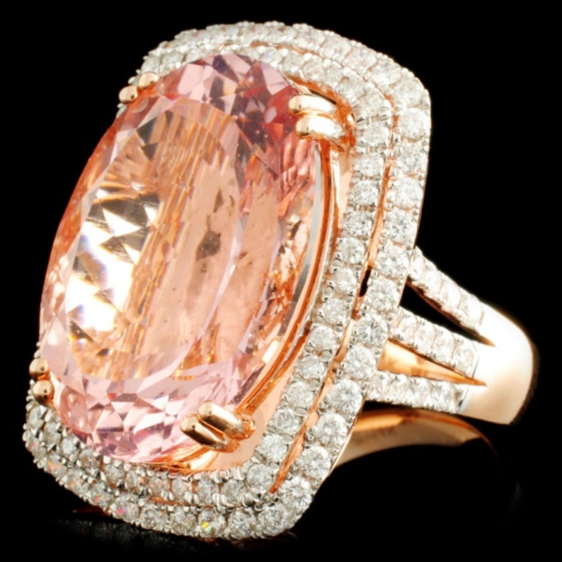 14K Gold 19.15ct Morganite & 1.57ctw Diamond Ring - Image 2 of 5