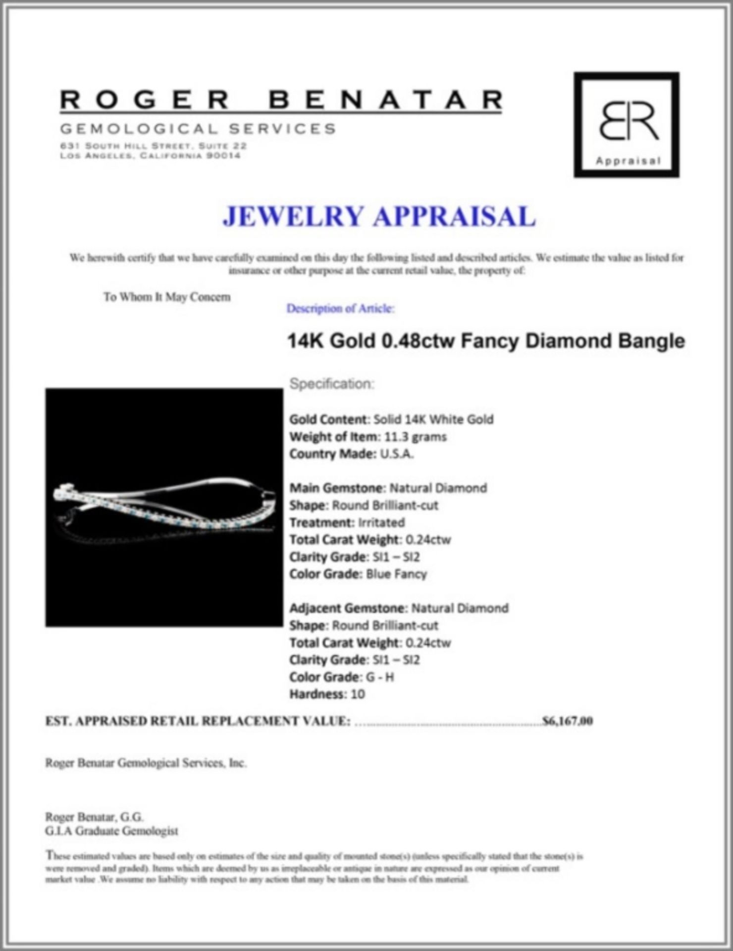 14K Gold 0.48ctw Fancy Diamond Bangle - Image 3 of 3