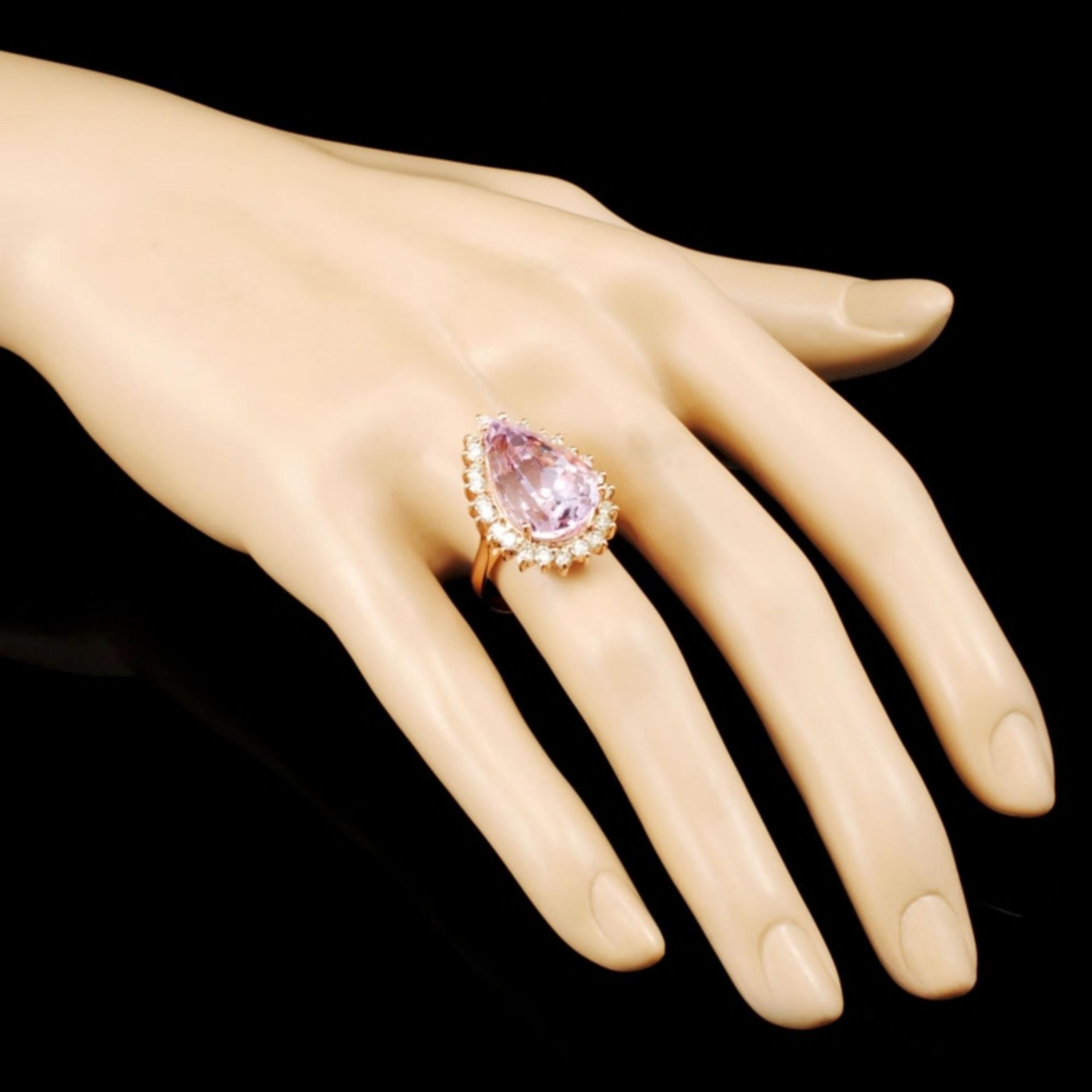 14K Gold 13.58ct Kunzite & 1.12ctw Diamond Ring - Image 3 of 5