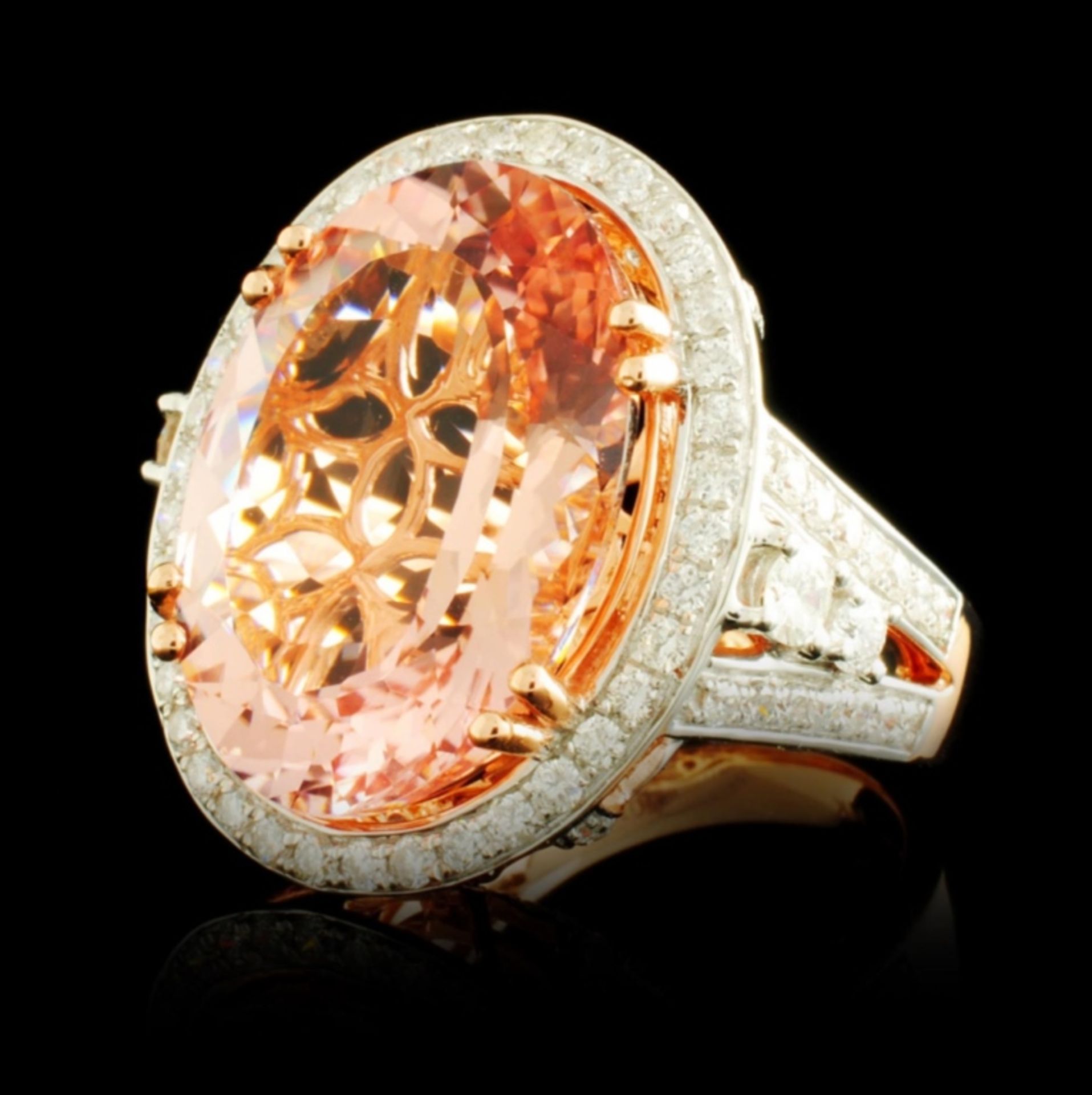 14K Gold 13.63ct Morganite & 1.55ctw Diamond Ring - Image 2 of 5