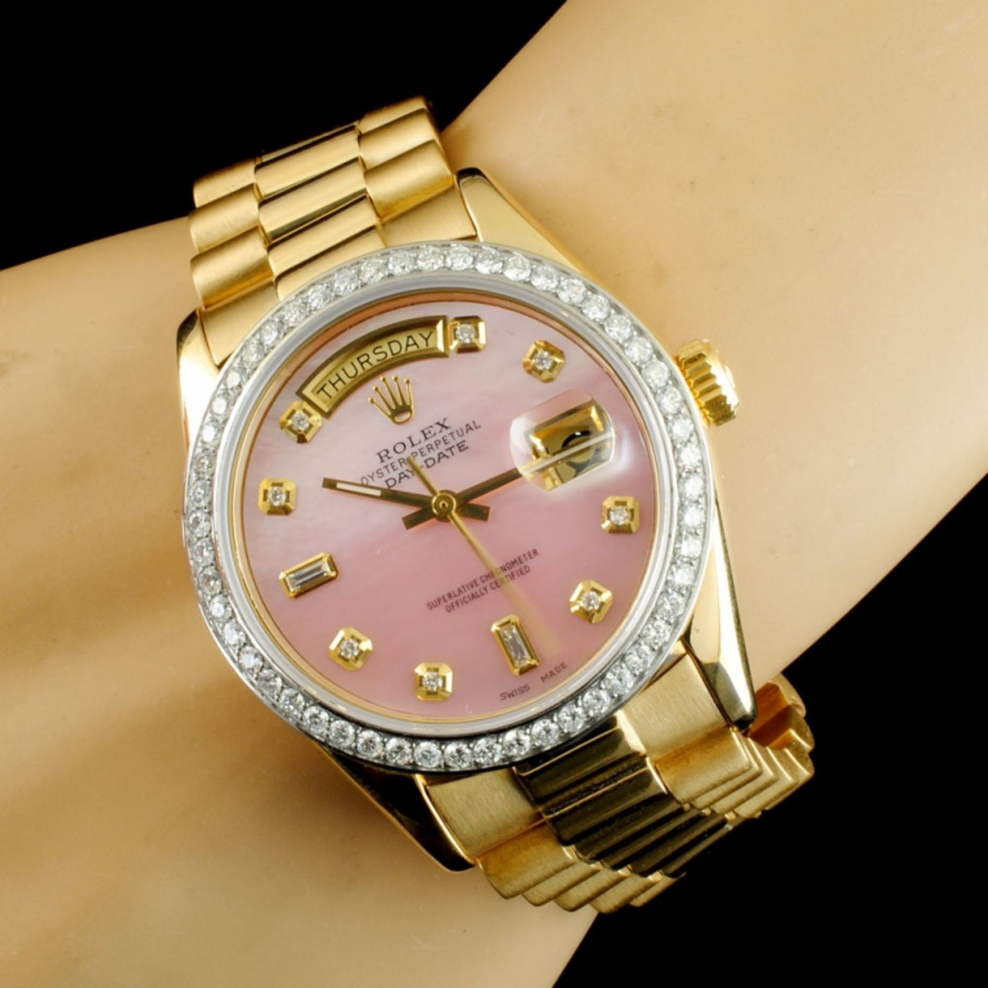 Rolex Day-Date 18K YG 1.35ct Diamond Wristwatch - Image 3 of 5