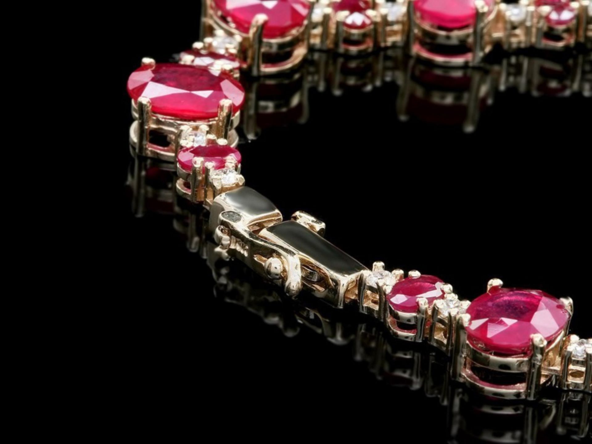 `14k Gold 54.00ct Ruby & 2.00ct Diamond Necklace - Image 3 of 5