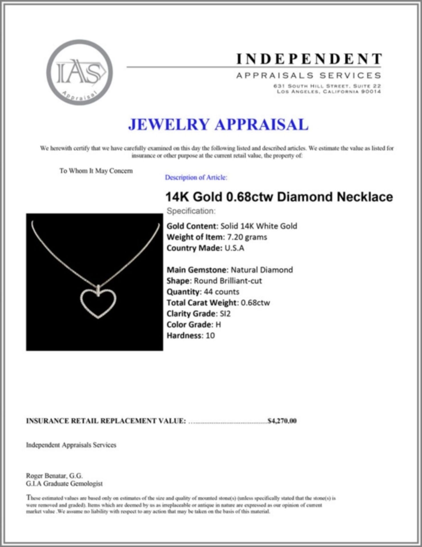 14K Gold 0.68ctw Diamond Necklace - Image 4 of 4