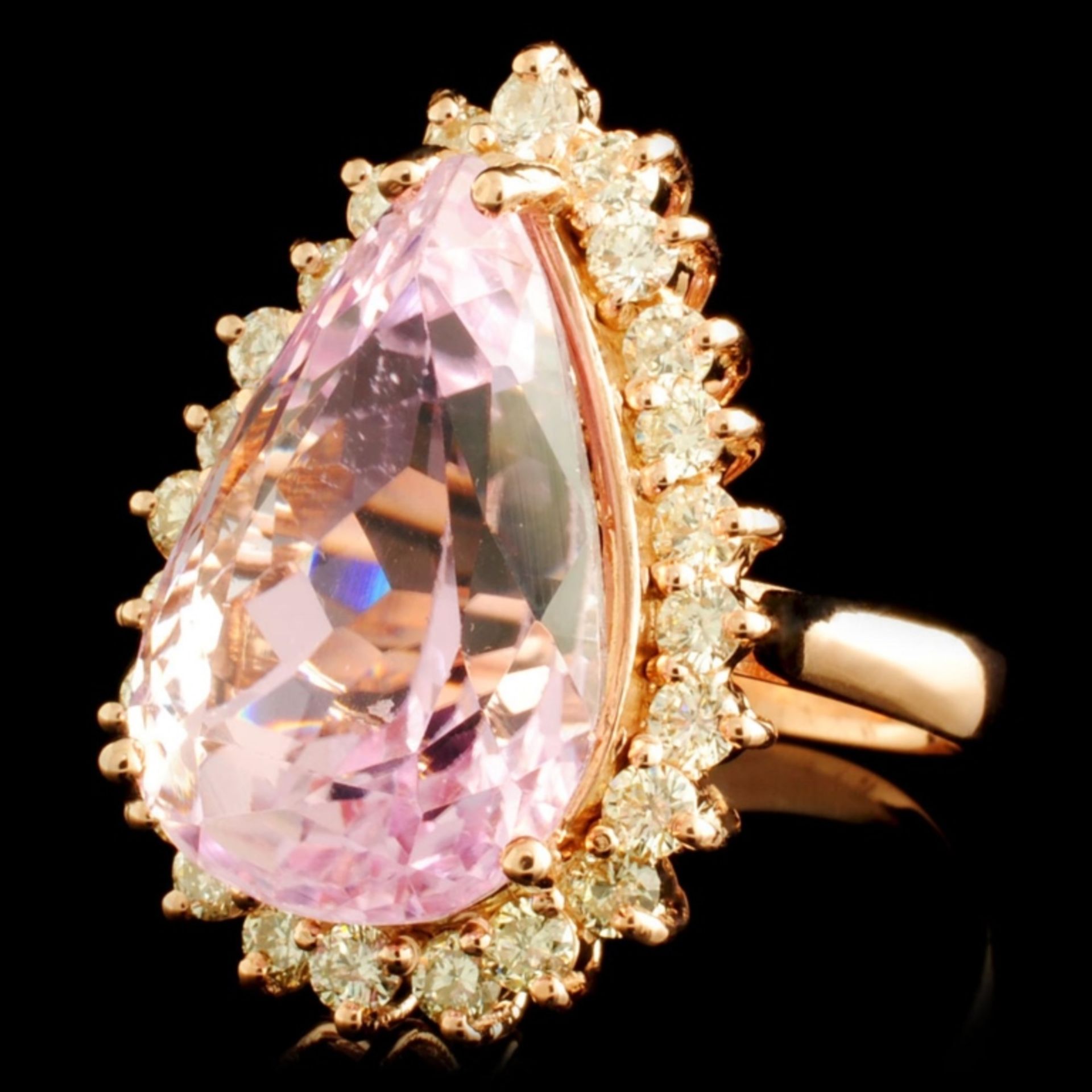 14K Gold 13.58ct Kunzite & 1.12ctw Diamond Ring - Image 2 of 5