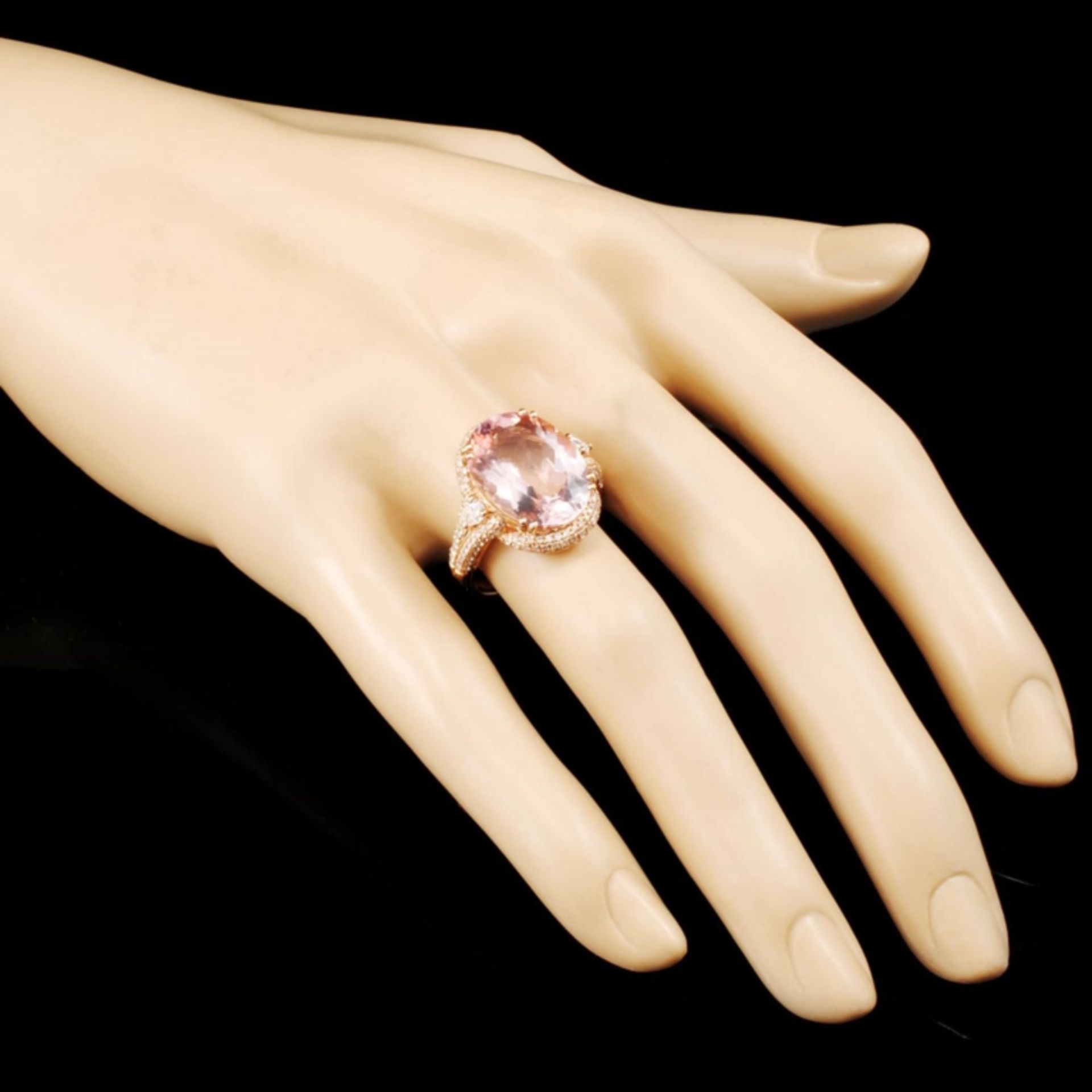 14K Gold 8.34ct Morganite & 0.70ctw Diamond Ring - Image 3 of 5