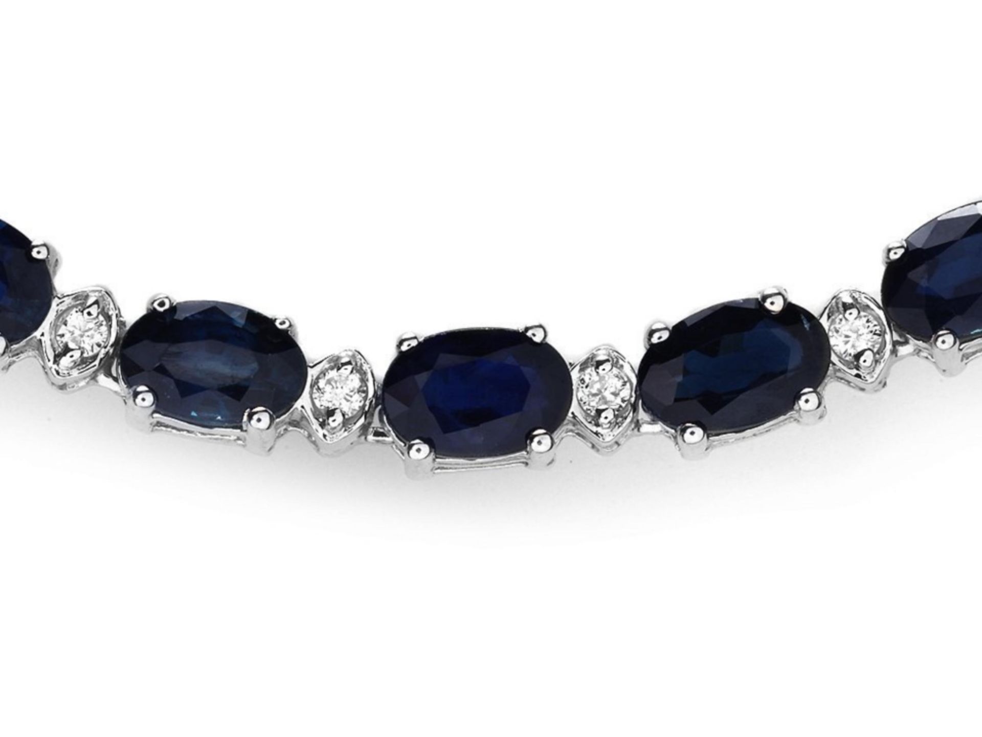 `14k Gold 25.00ct Sapphire & 1.00ct Diamond Neckla - Image 2 of 5