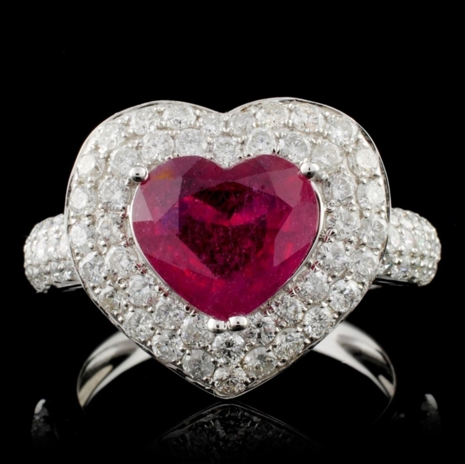 18K White Gold 2.38ct Ruby & 1.31ct Diamond Ring