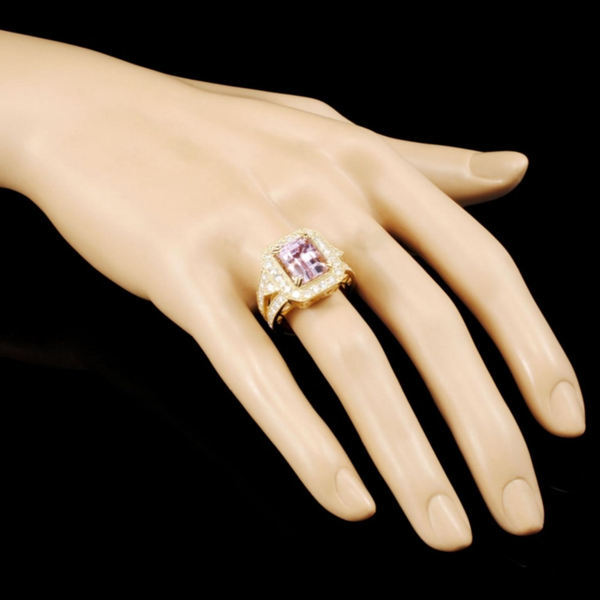 14K Gold 6.80ct Kunzite & 1.72ctw Diamond Ring - Image 3 of 5