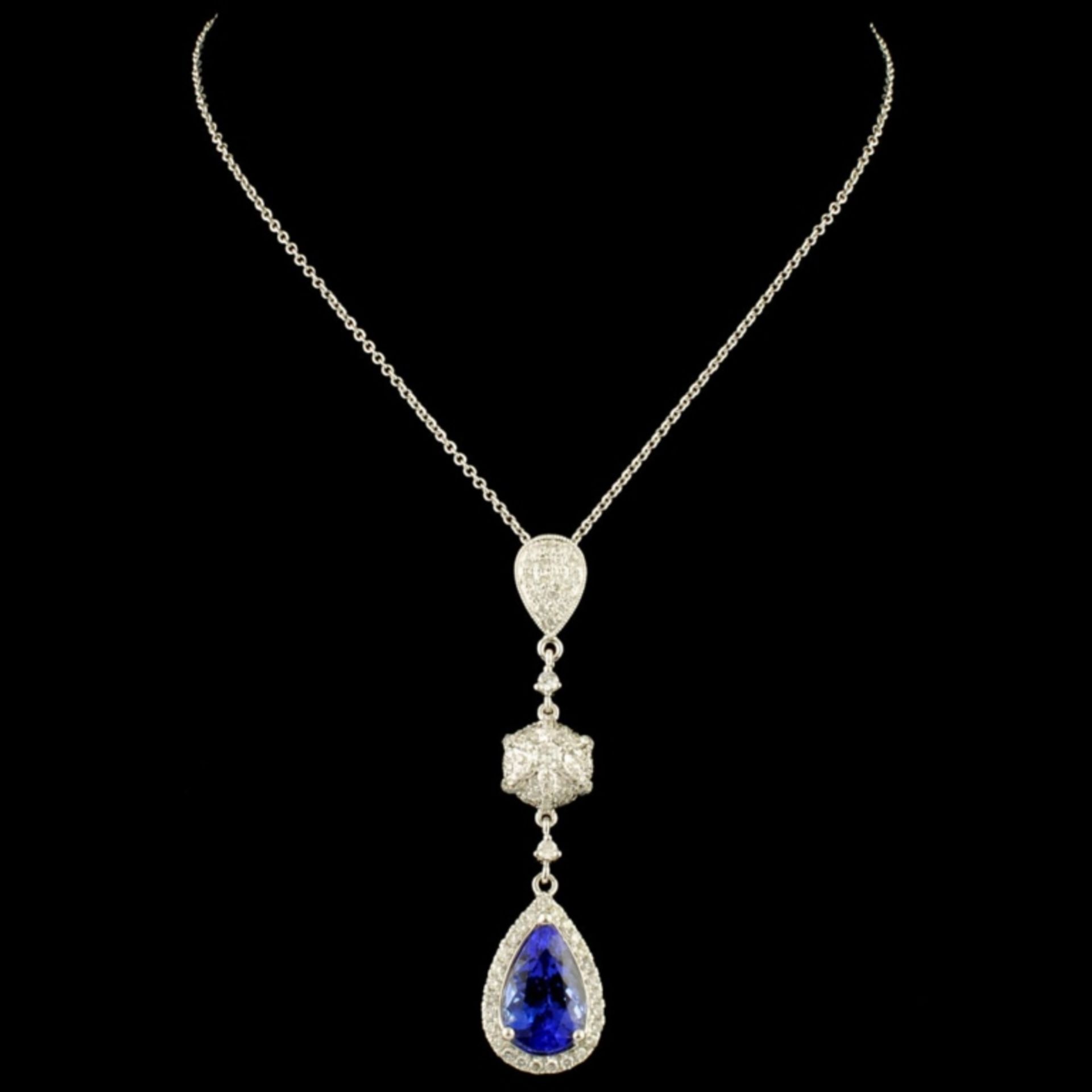 18K Gold 2.96ct Tanzanite & 0.59ctw Diamond Pendan - Image 2 of 4