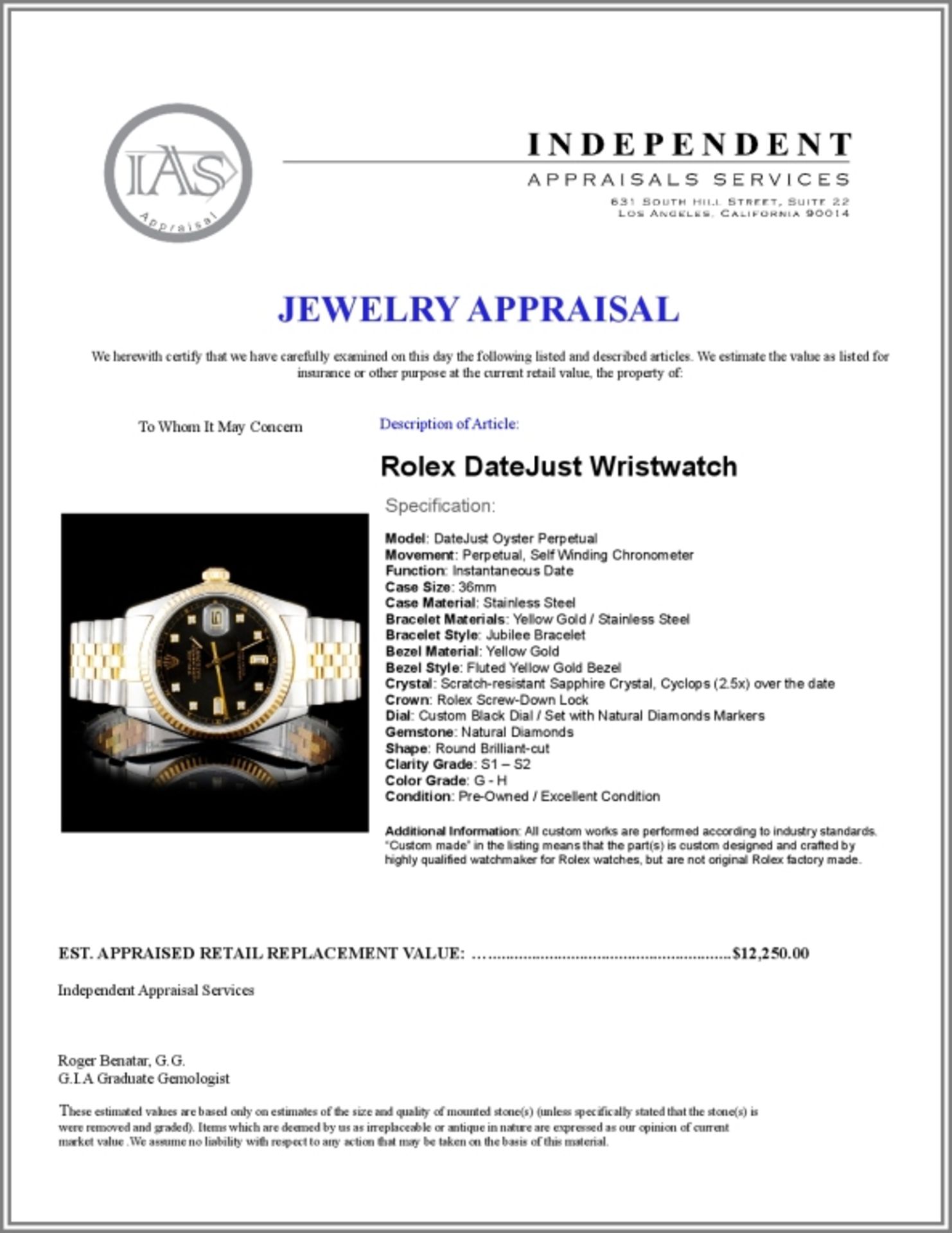 Rolex Two Tone DateJust Diamond 36MM Wristwatch - Image 5 of 5
