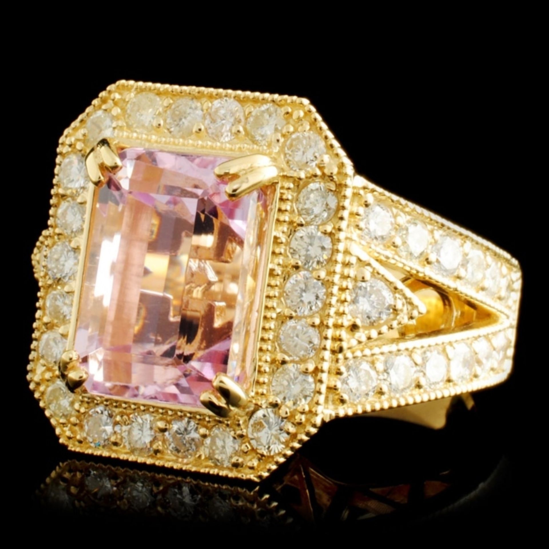 14K Gold 6.80ct Kunzite & 1.72ctw Diamond Ring - Image 2 of 5