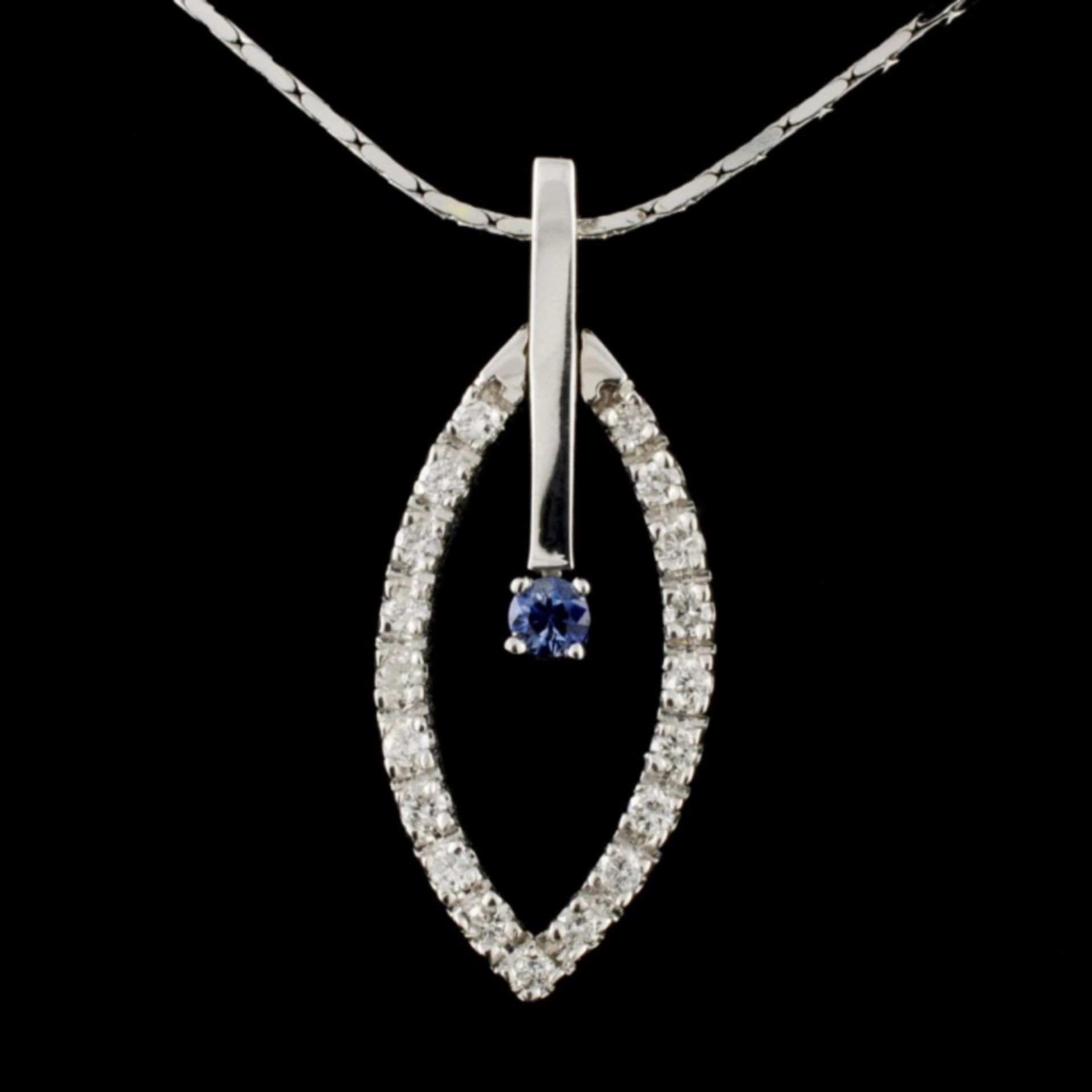 14K Gold 0.17ct Sapphire & 0.50ctw Diamond Pendant