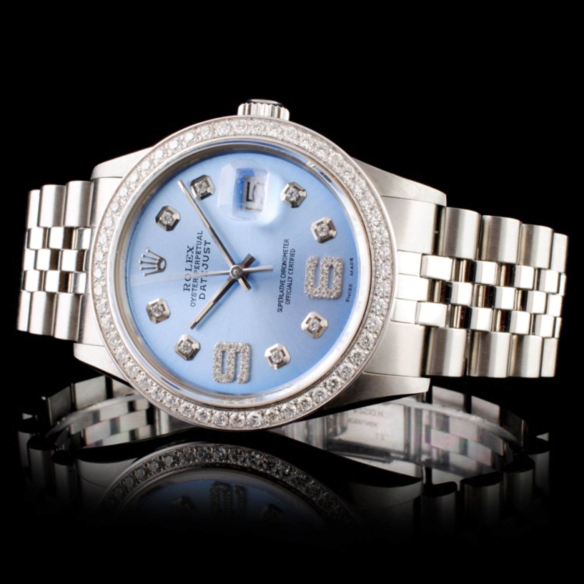 Rolex SS DateJust Diamond 36mm Wristwatch - Image 3 of 6