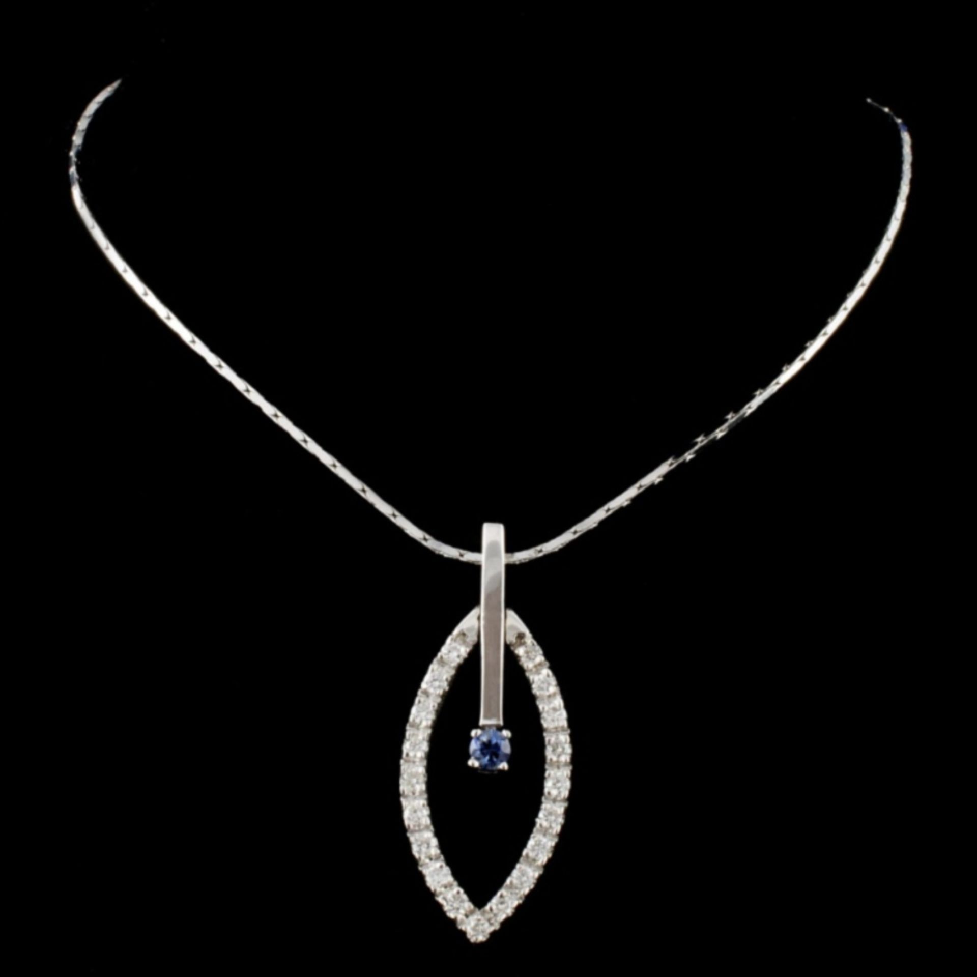 14K Gold 0.17ct Sapphire & 0.50ctw Diamond Pendant - Image 2 of 3