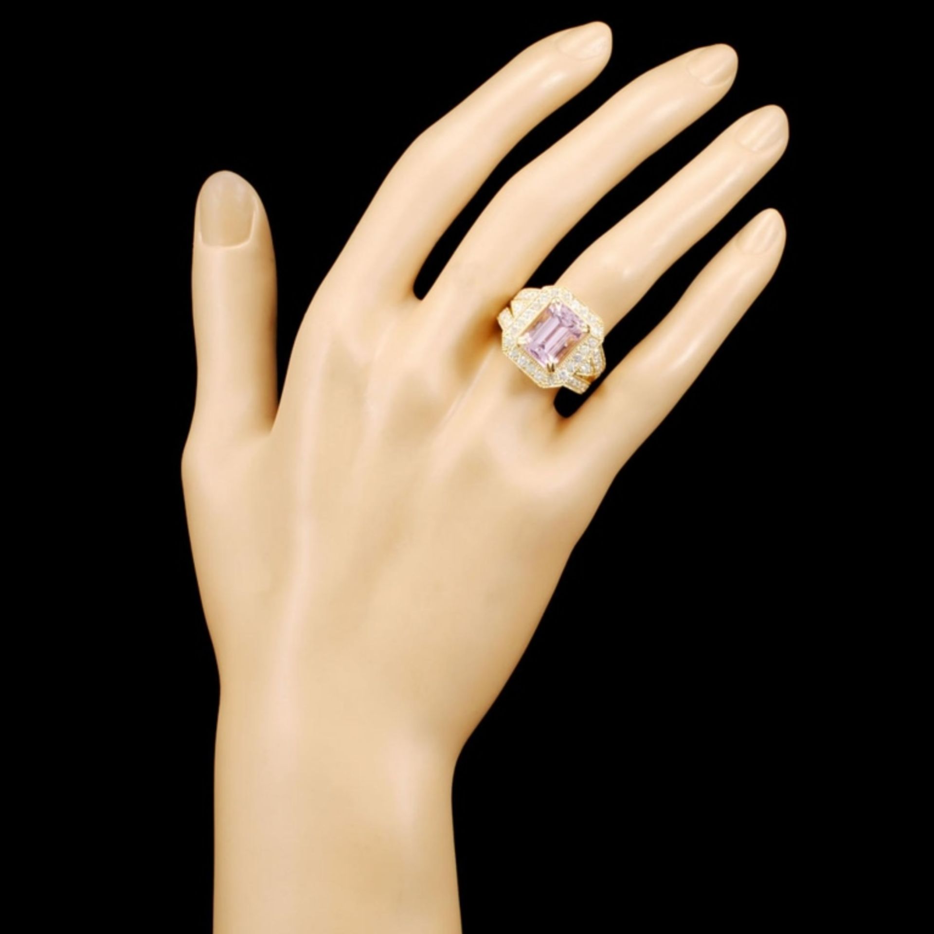 14K Gold 6.80ct Kunzite & 1.72ctw Diamond Ring - Image 4 of 5