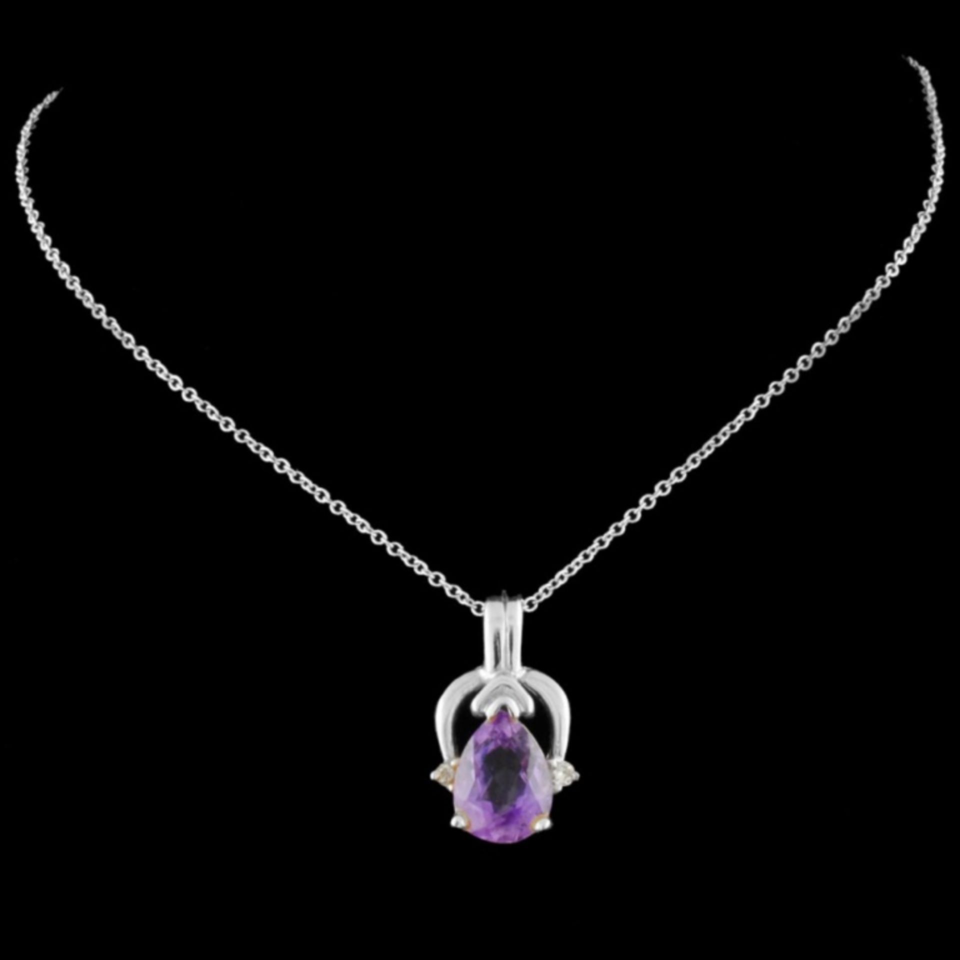 14K Gold 2.38ct Amethyst & 0.04ctw Diamond Pendant - Image 2 of 2