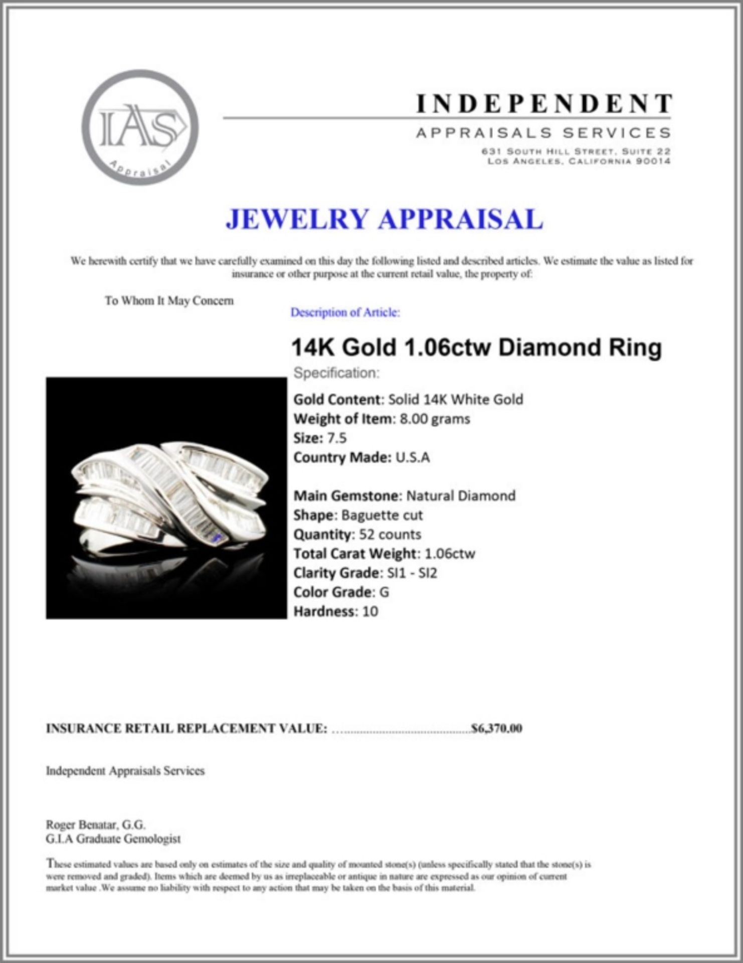 14K Gold 1.06ctw Diamond Ring - Image 5 of 5