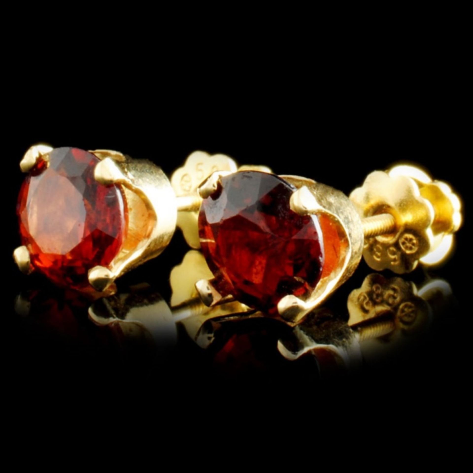 14K Gold 2.24ct Garnet Earrings - Image 2 of 3