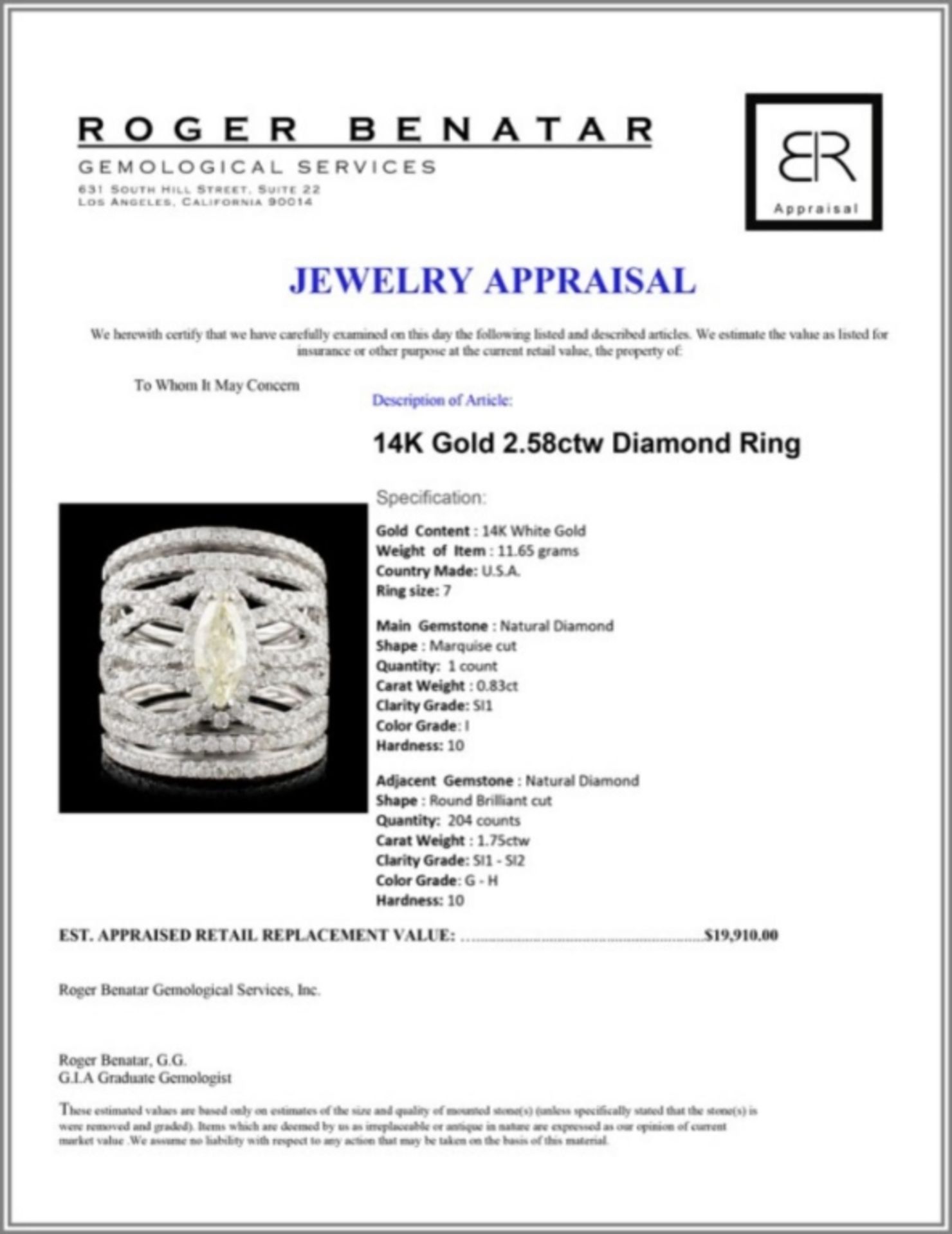 14K Gold 2.58ctw Diamond Ring - Image 3 of 3