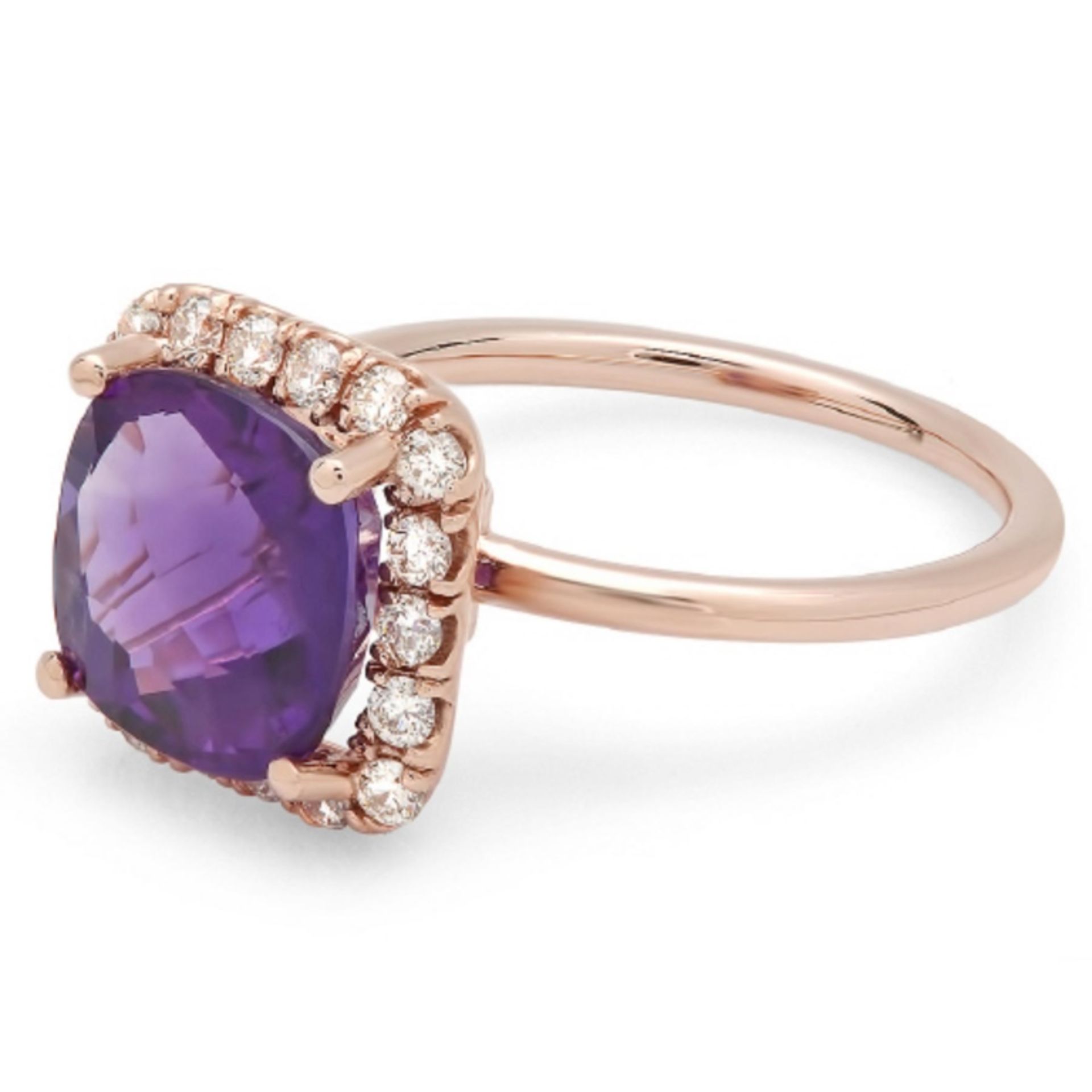 14K Gold 3.00ct Amethyst & .35ct Diamond Ring - Image 2 of 2