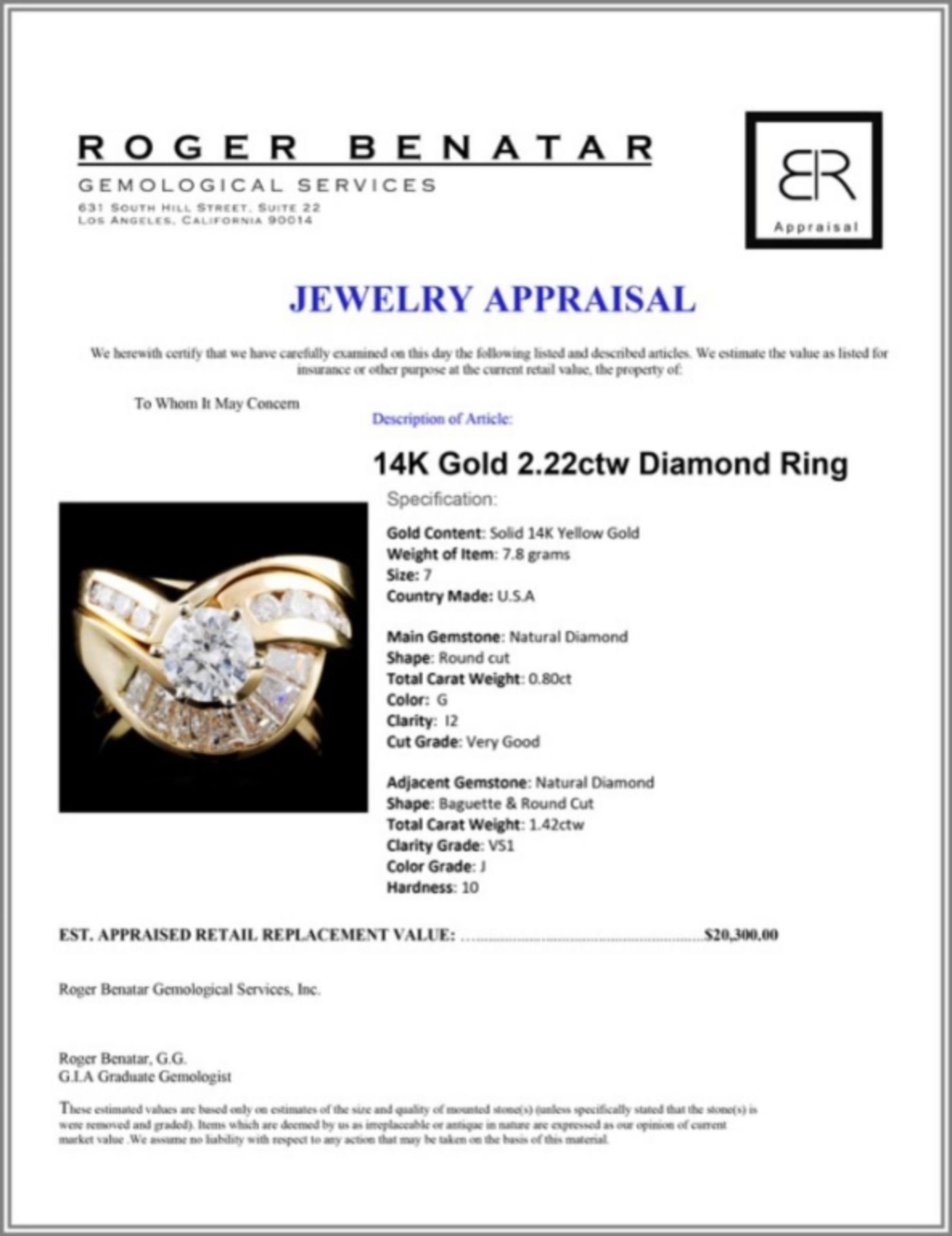 14K Gold 2.22ctw Diamond Ring - Image 4 of 4