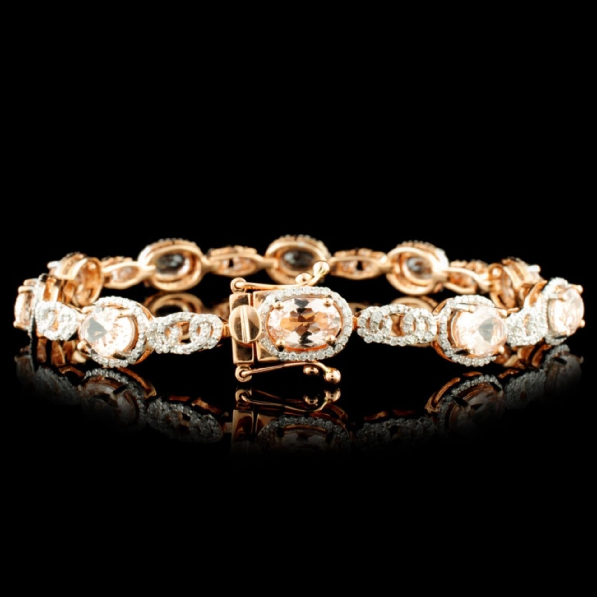 14K Gold 6.95ct Morganite & 1.25ctw Diamond Bracel - Image 2 of 4