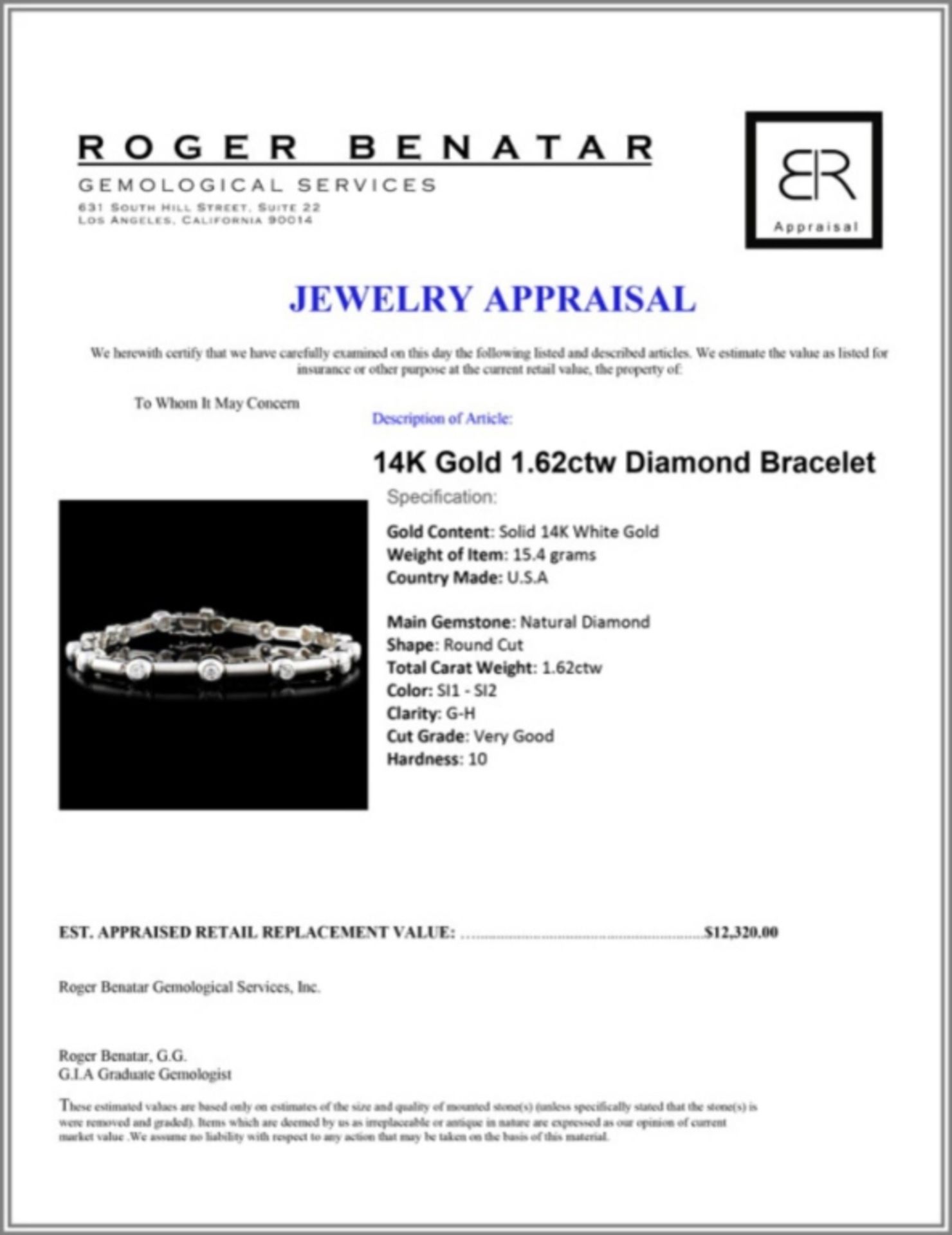 14K Gold 1.62ctw Diamond Bracelet - Image 3 of 3