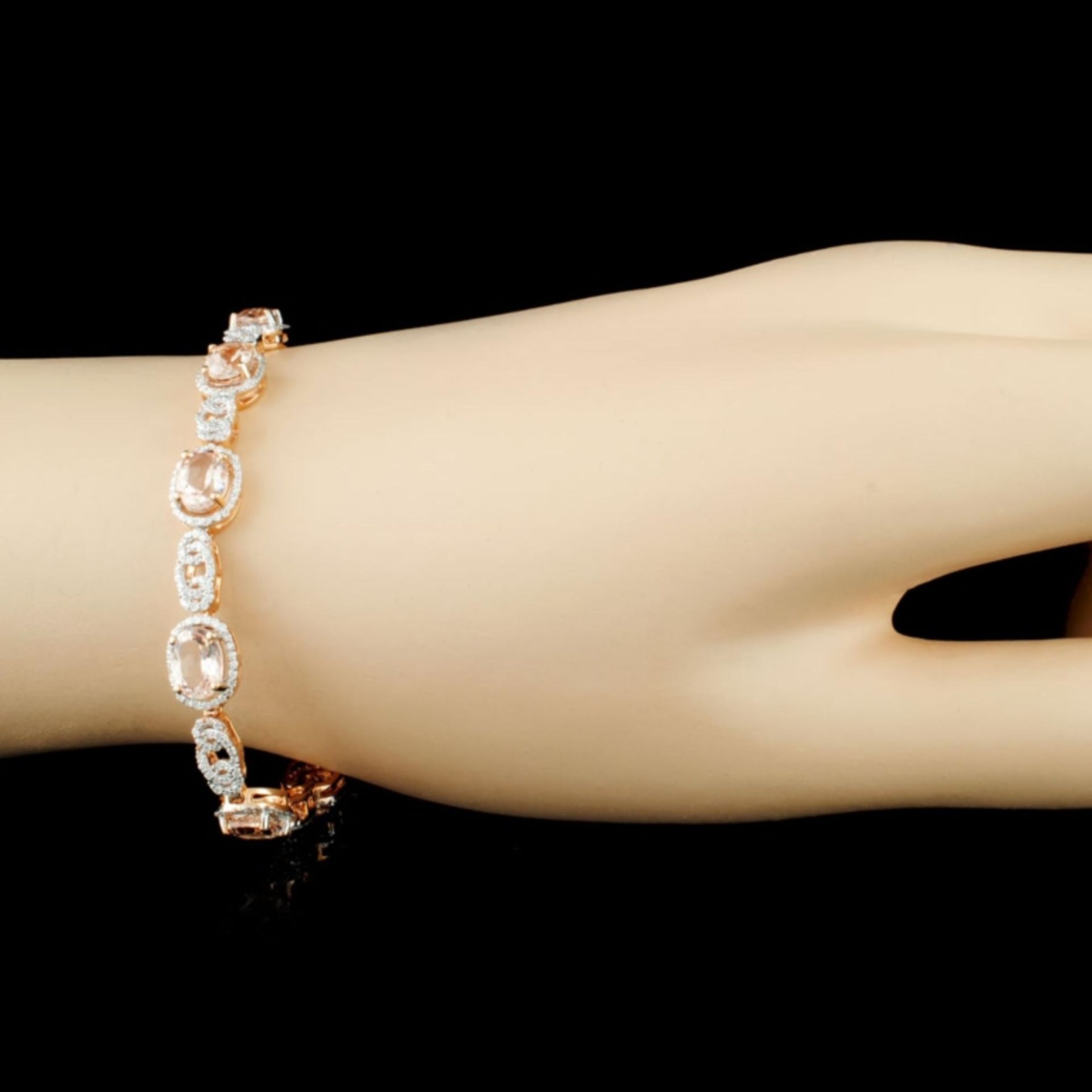 14K Gold 6.95ct Morganite & 1.25ctw Diamond Bracel - Image 3 of 4