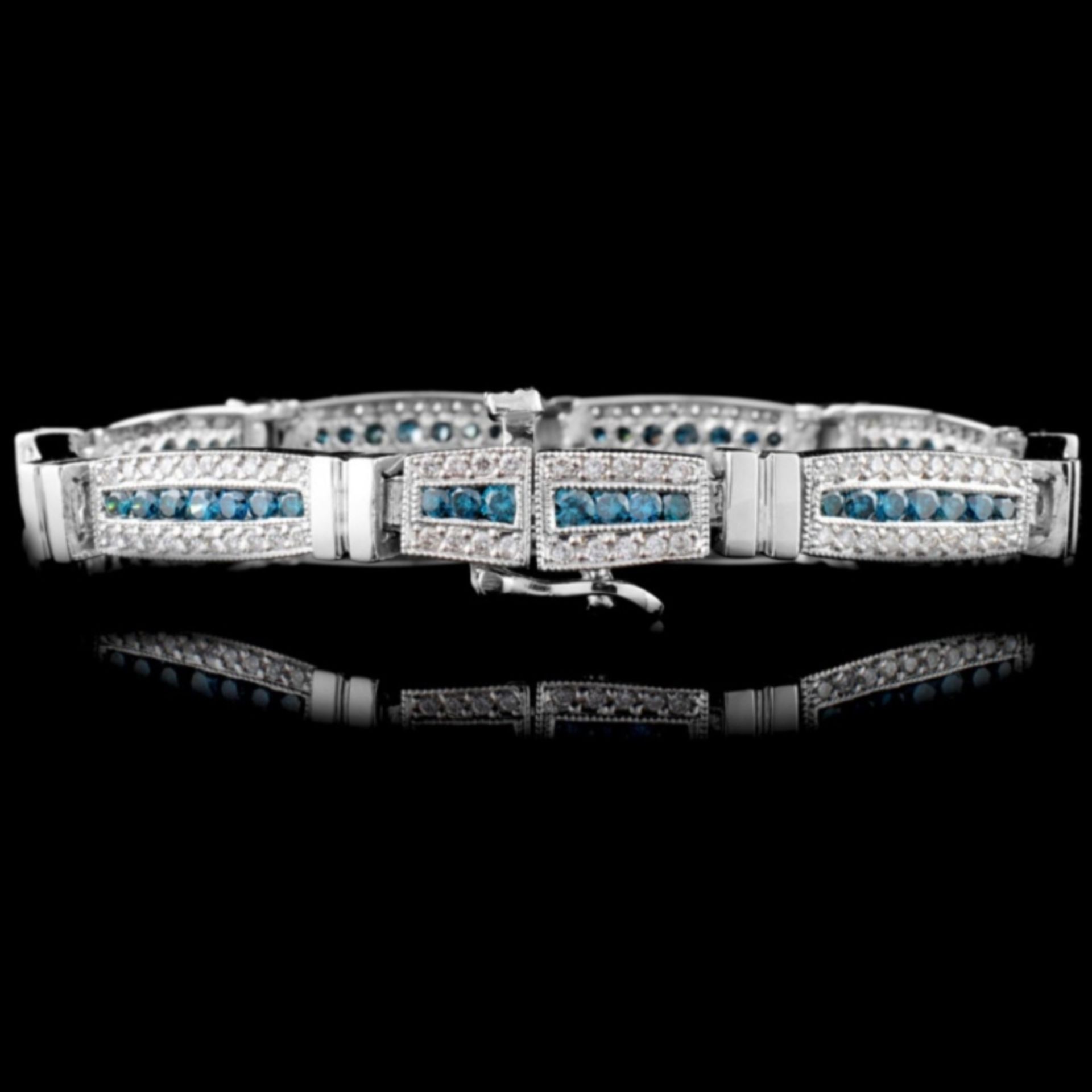 14K White Gold 3.82ctw Fancy Color Diamond Bracele - Image 2 of 3