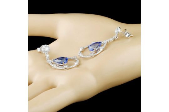 18K Gold 6.53ct Sapphire & 1.79ctw Diamond Earring - Image 2 of 3