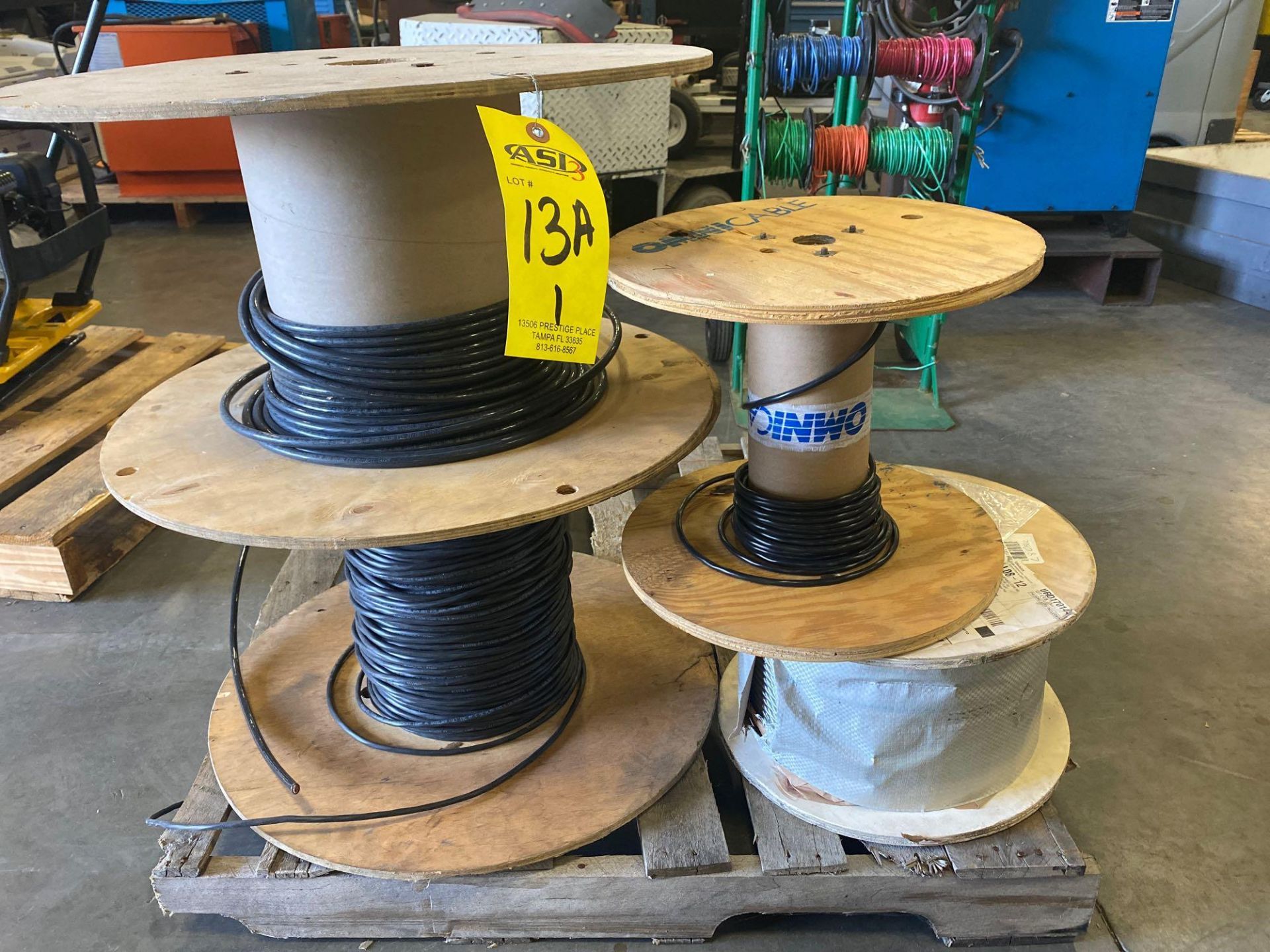 ASSORTED CABLE, STEEL CABLE SPOOL