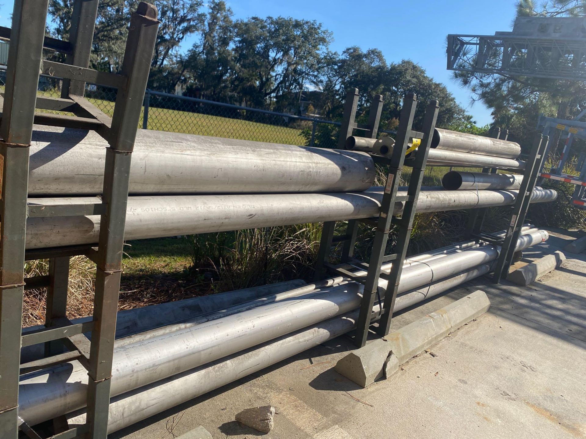 ASSORTED STAINLESS STEEL, STEEL PIPE WITH PIPE RACK - Image 6 of 7