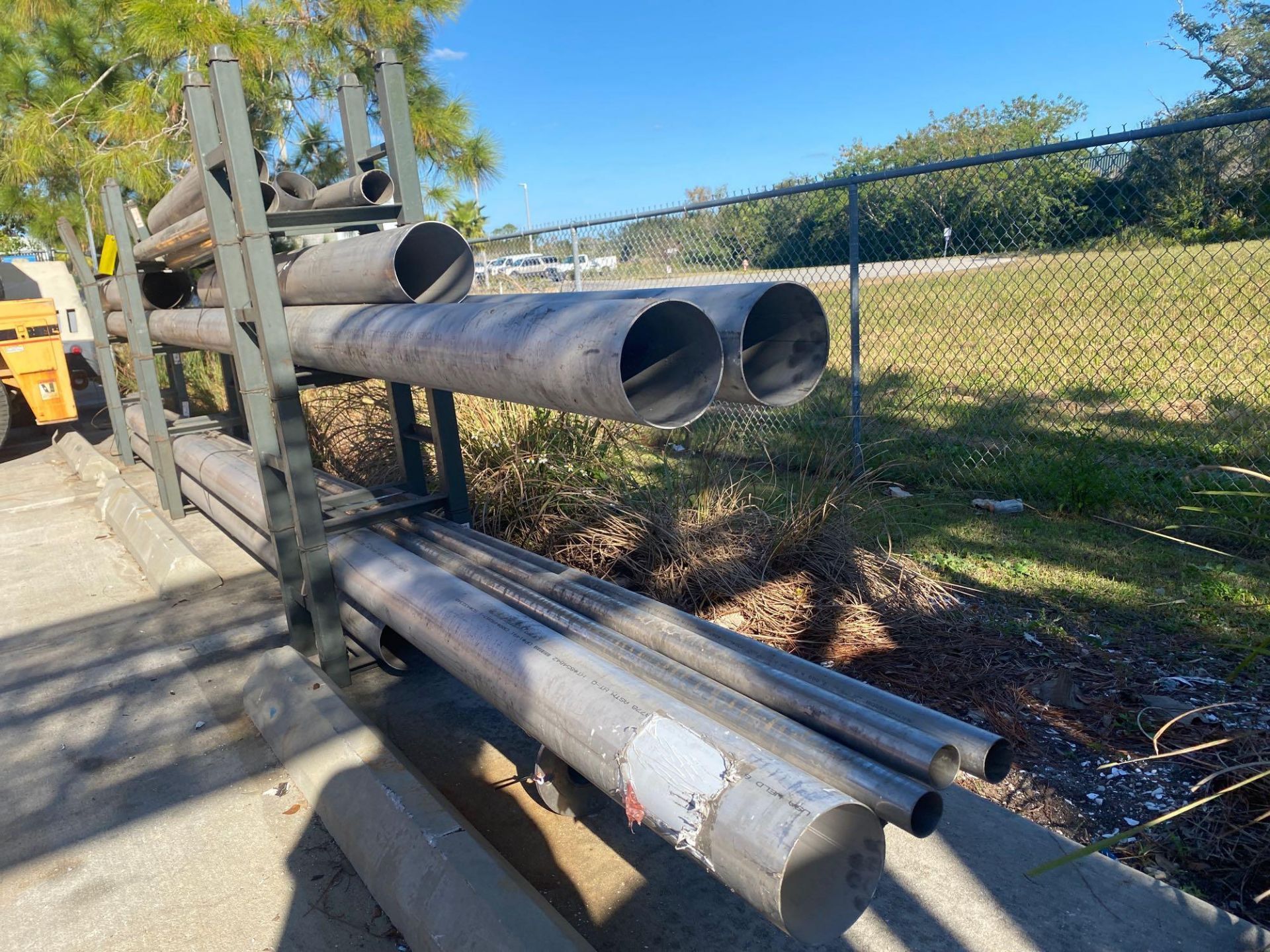 ASSORTED STAINLESS STEEL, STEEL PIPE WITH PIPE RACK - Image 2 of 7