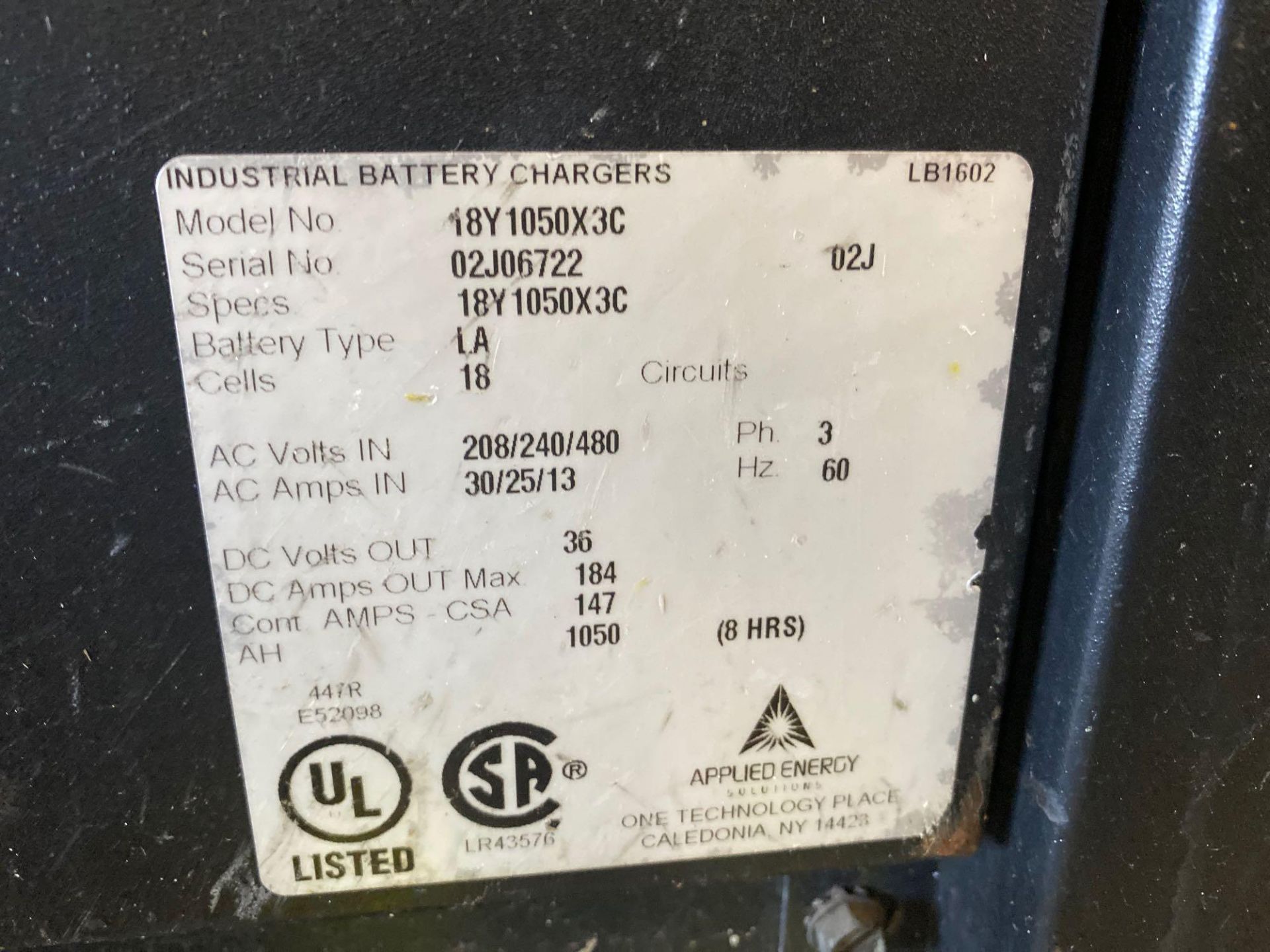 APPLIED ENERGY WORKHORSE SERIES 3 36V BATTERY CHARGER - Image 4 of 5
