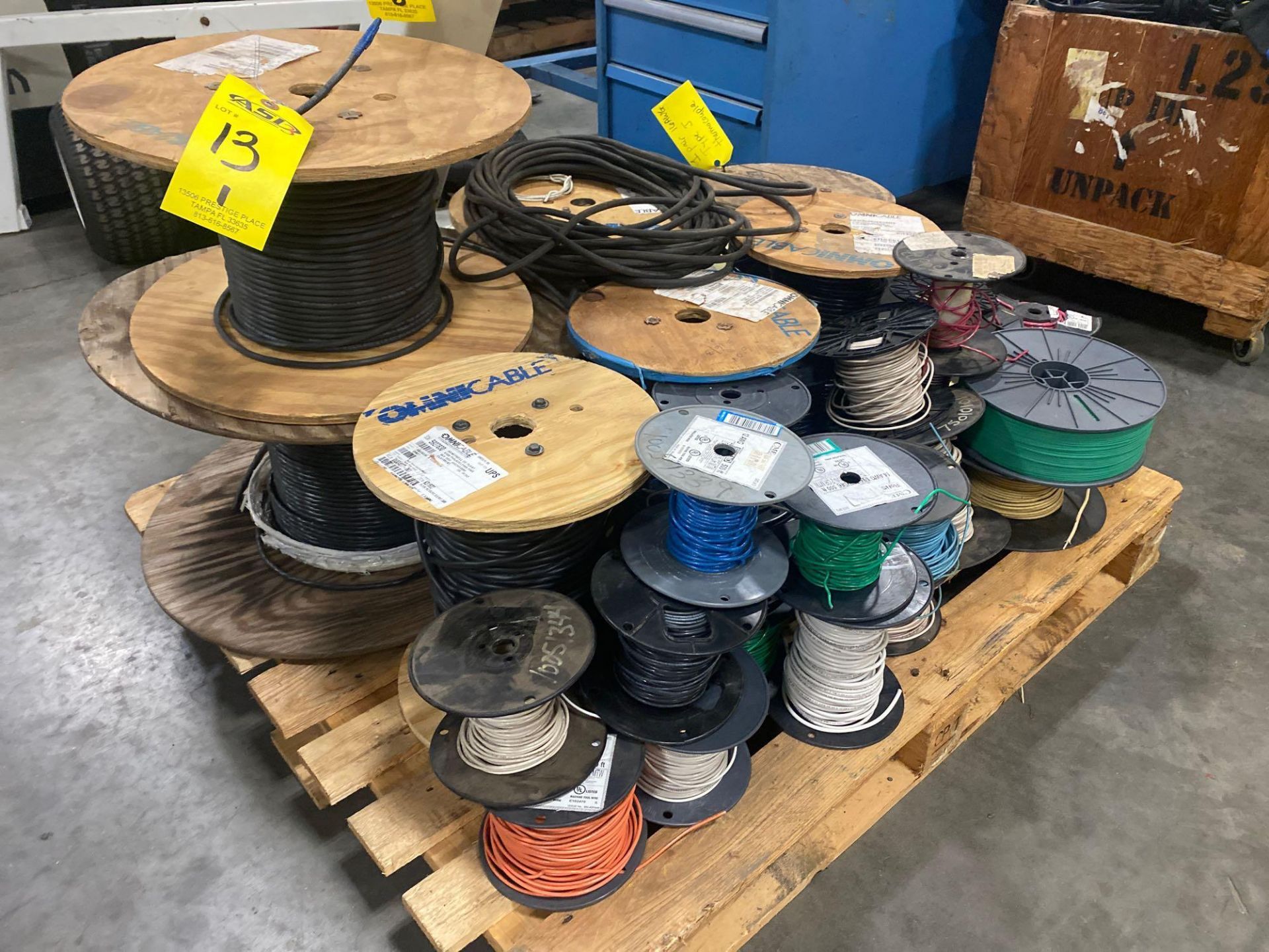 ASSORTED SPOOLS OF CABLE/WIRE