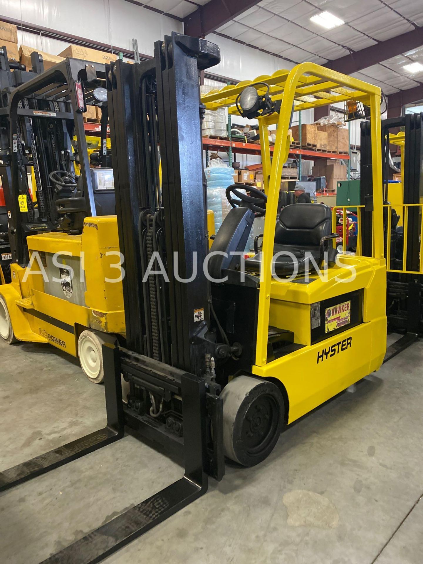 HYSTER ELECTRIC FORKLIFT MODEL J35ZT, 3,500 LB CAPACITY, 36V, 187" HEIGHT CAPACITY, TILT, SIDE SHIFT