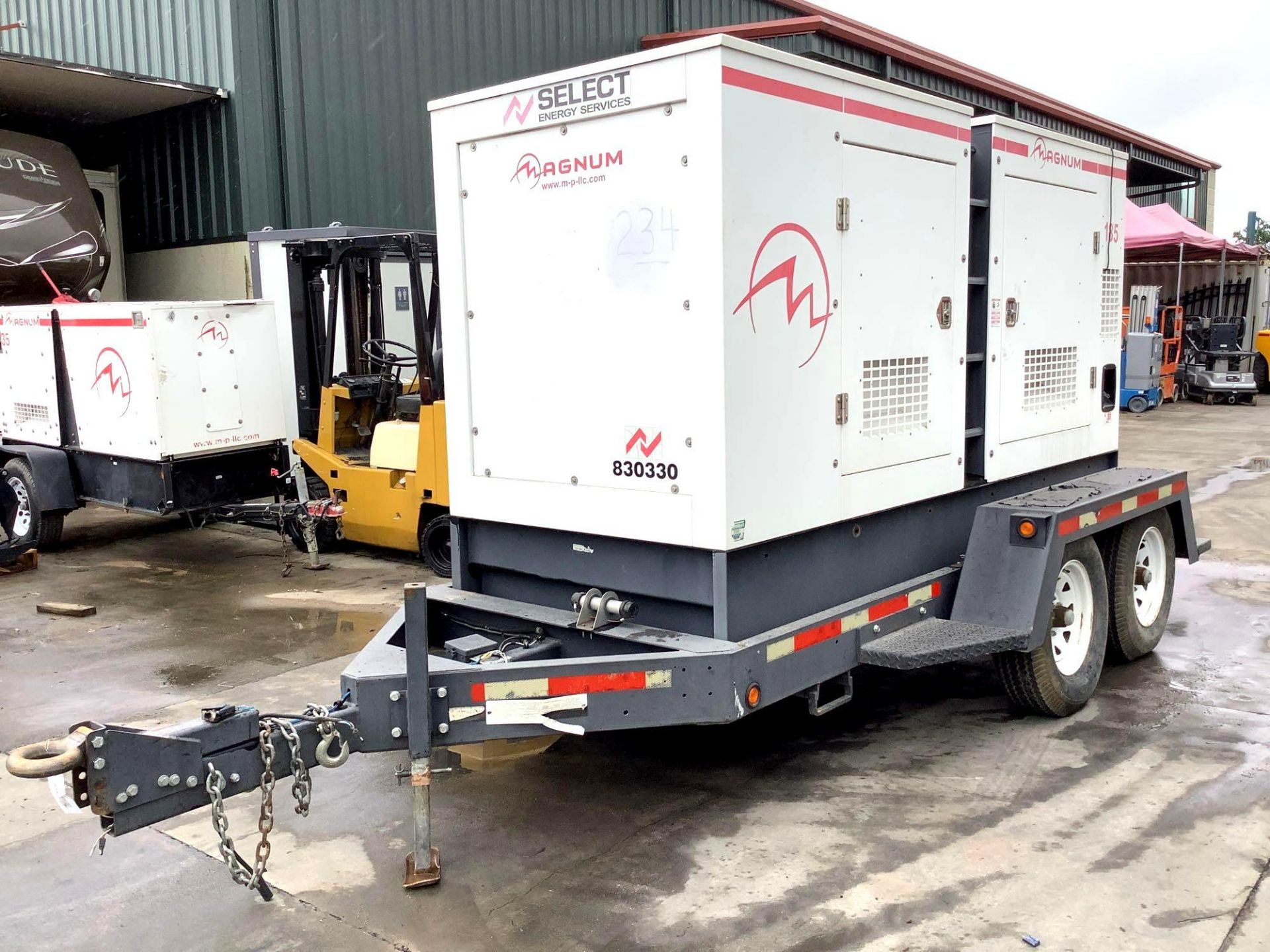 2012 TRAILER MOUNTED DIESEL MAGNUM 185 GENERATOR MODEL 431PSL6306,PHASE 3 ,CONTINUOUS DUTY VOLTS 480