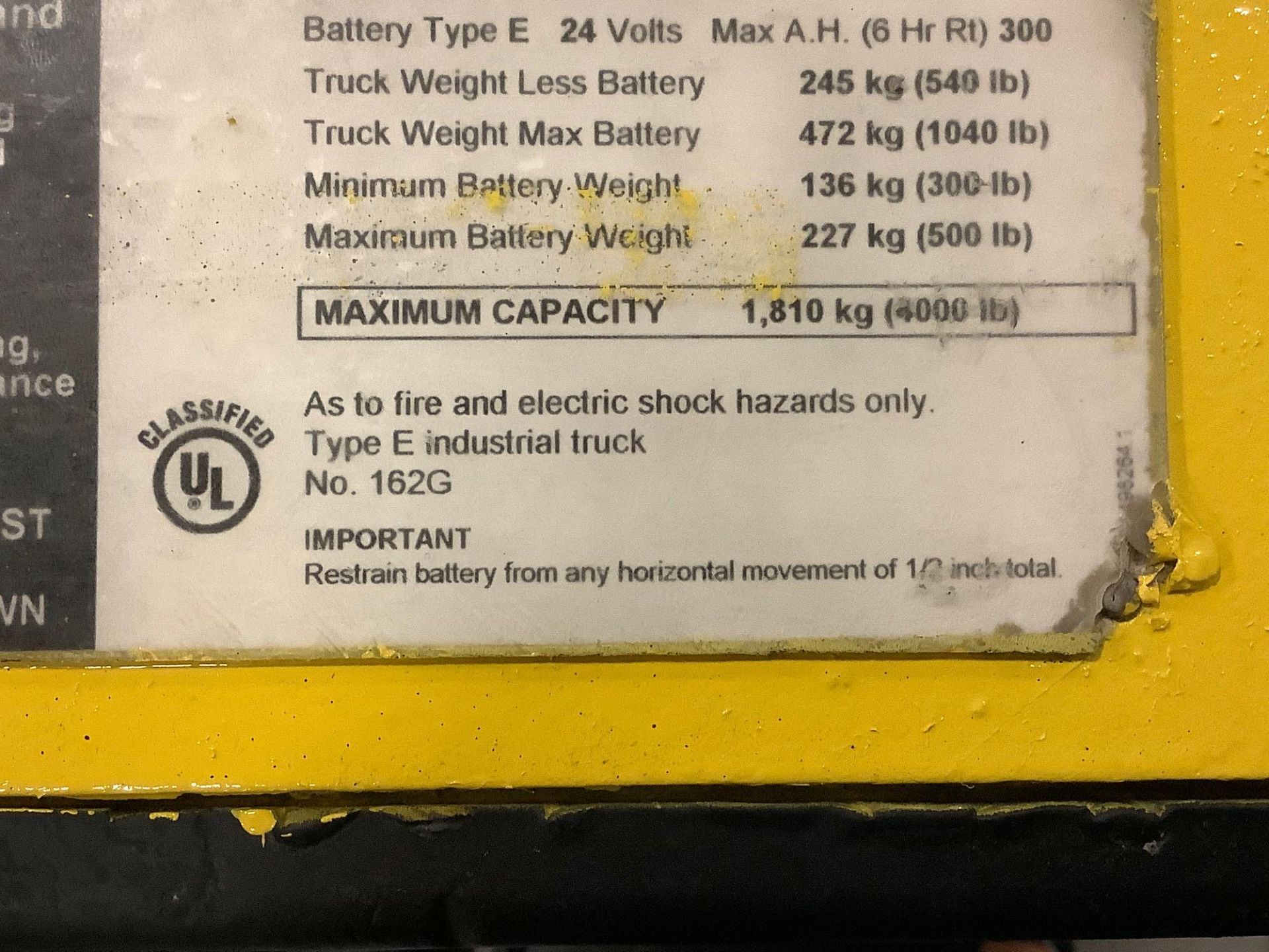 HYSTER ELECTRIC PALLET JACK MODEL W40Z,APPROX MAX CAPACITY 4000LBS RUNS AND OPERATES - Image 10 of 10