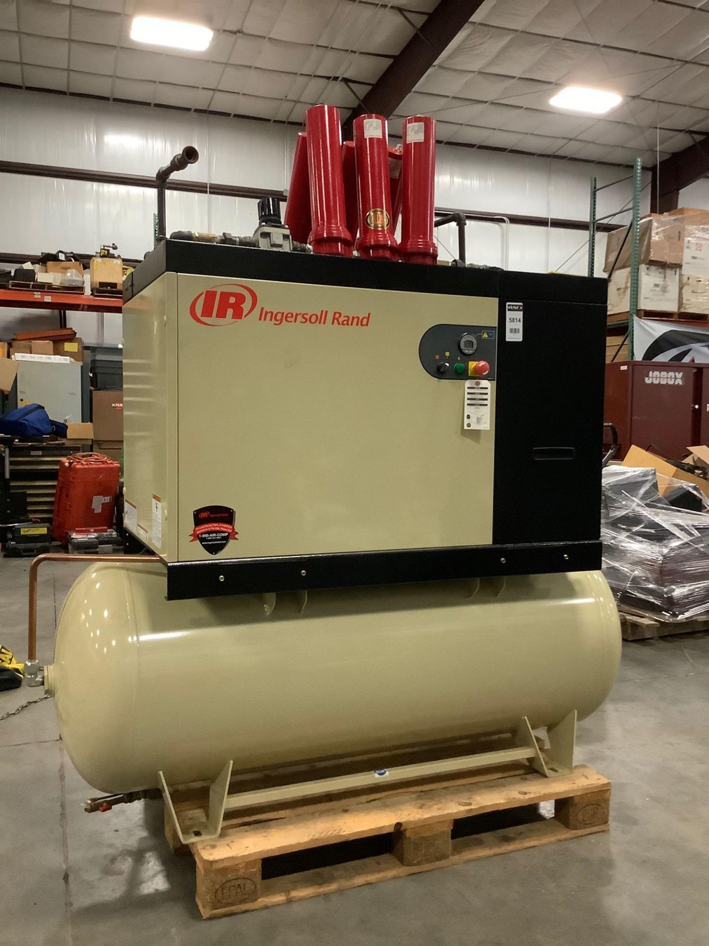 INGERSOLL RAND AIR COMPRESSOR MODEL IRN15H-CC-115-H, APPROX HRS SHOWING 360; FILTERS INCLUDED RUNS A