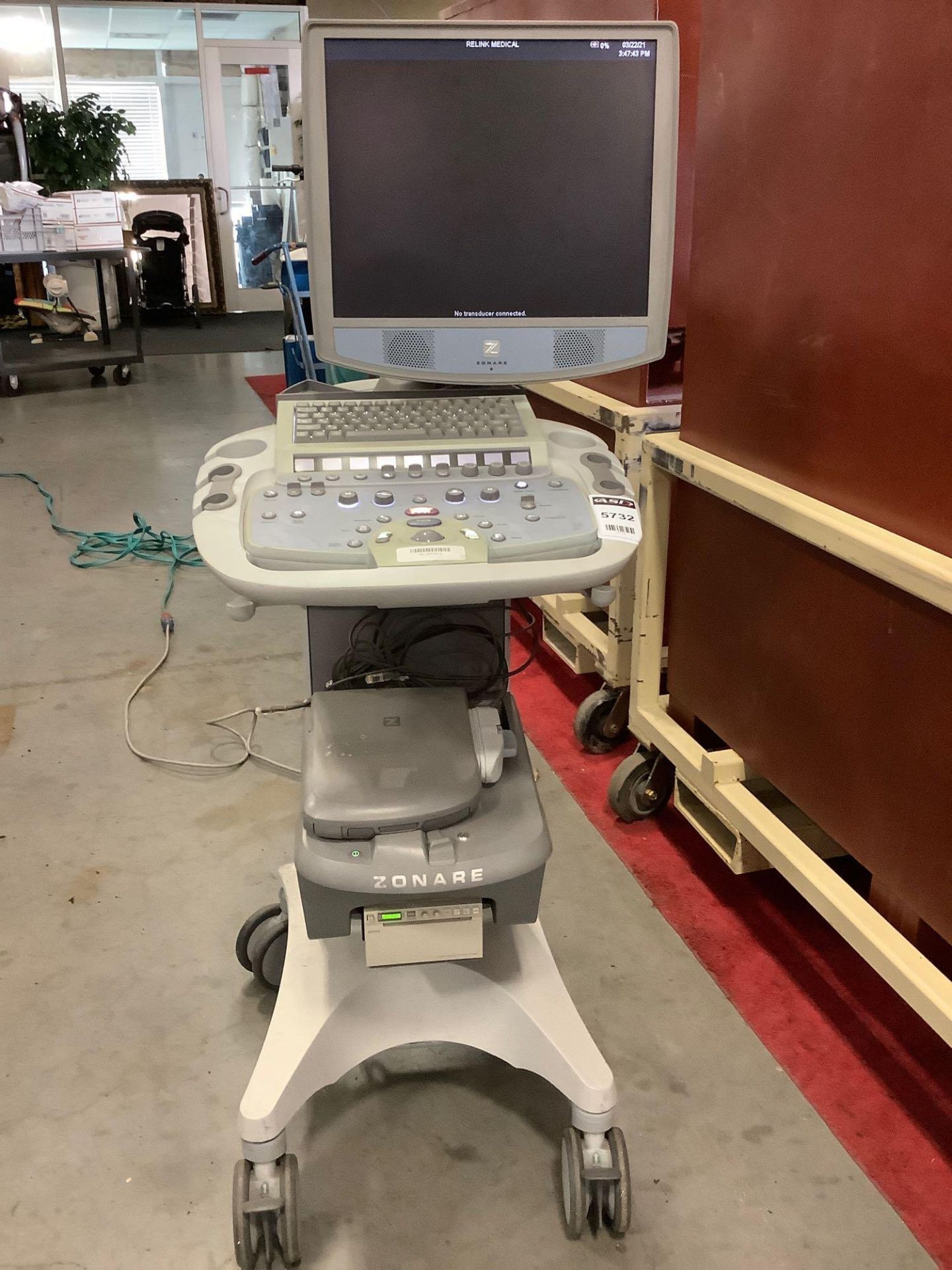 ZONARE SMART CART DIAGNOSTIC ULTRASOUND SYSTEM WITH SONY DIGITAL GRAPHICS PRINTER UP D897 ATTACHED P - Image 8 of 9