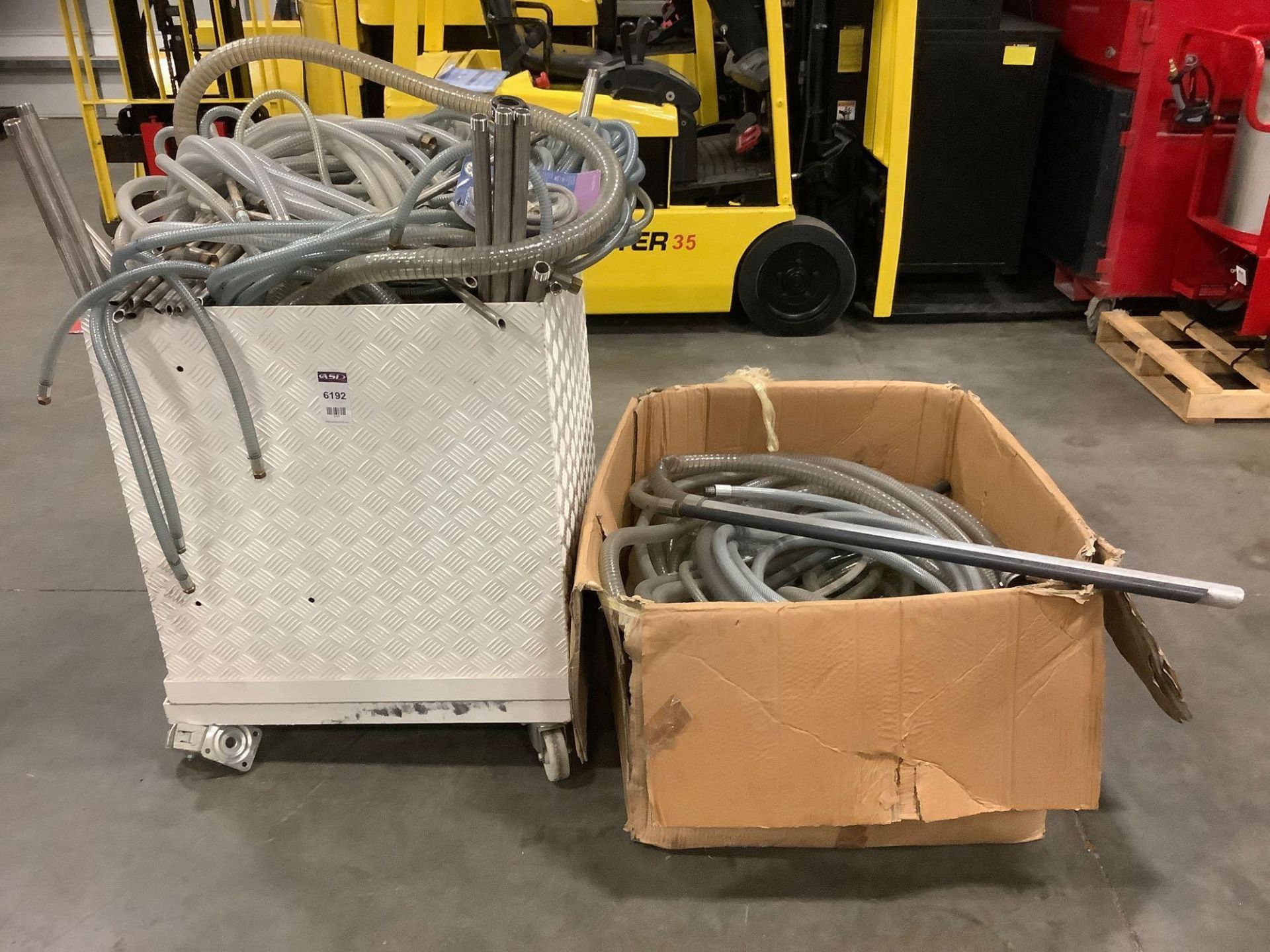 STEEL /BRASS POK FIREFIGHTING EQUIPMENT & HOSES WITH ALUMINUM BOX ON WHEELS