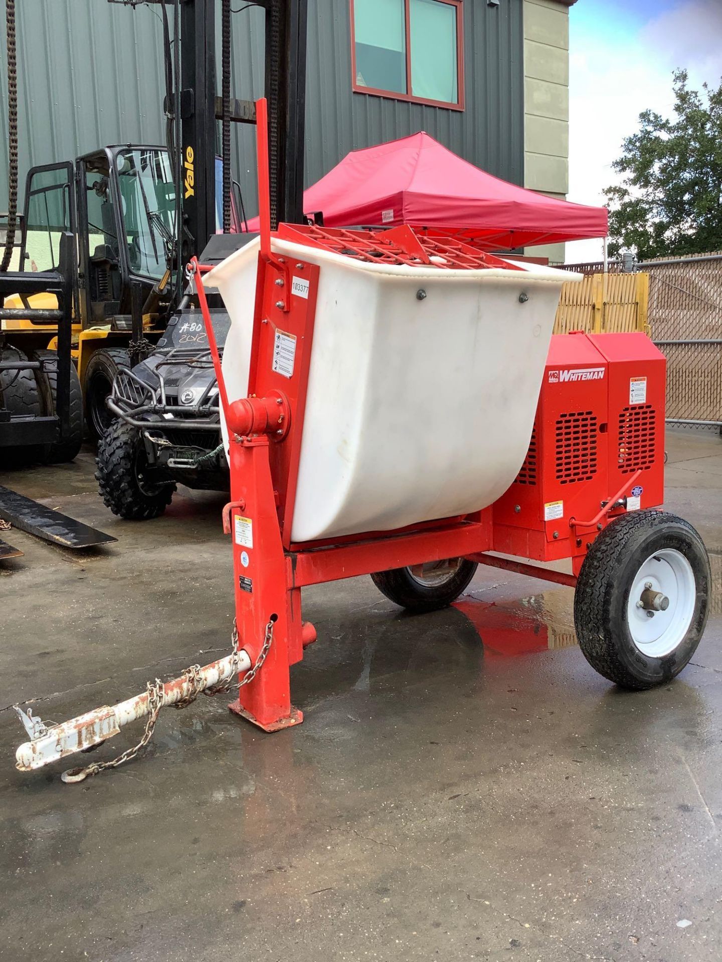 MQ MULTIQUIP WHITEMAN POLY DRUM MORTAR MIXER MODEL WM90PH3, TRAILER MOUNTED, ELECTRIC, HONDA GX240 E