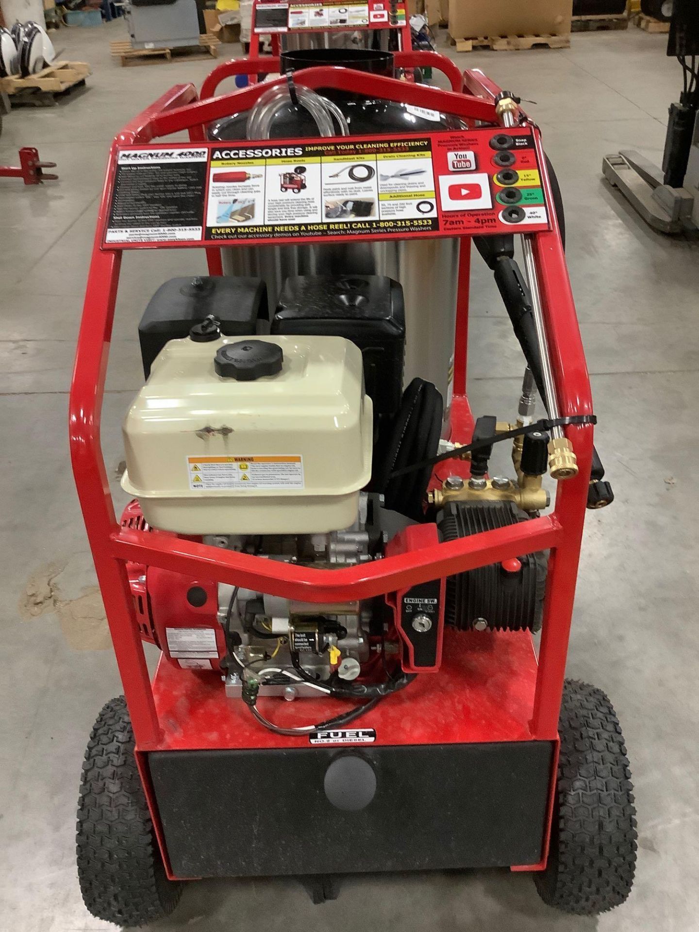 UNUSED 2021 MAGNUM 4000 SERIES GOLD HOT WATER PRESSURE WASHER,DIESEL GAS POWER, ELECTRIC START, APPR - Image 10 of 15